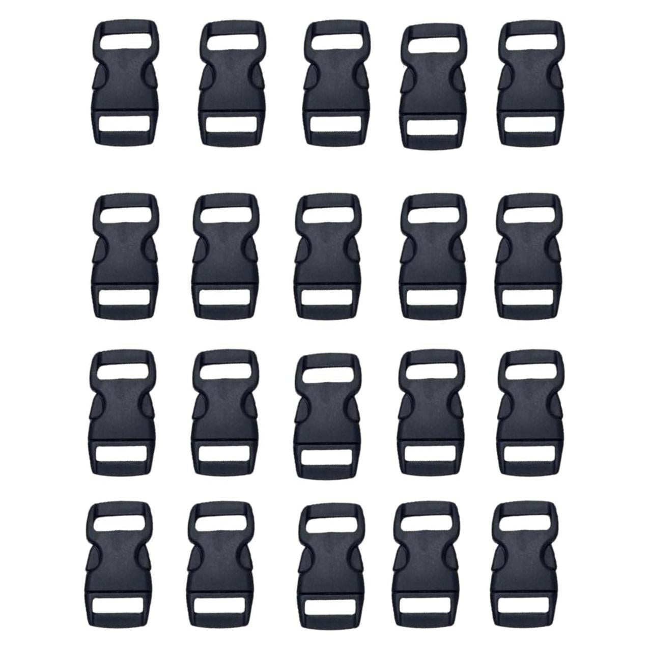 Paquete de 20 hebillas de plástico negro Luvilly 2.79 cm