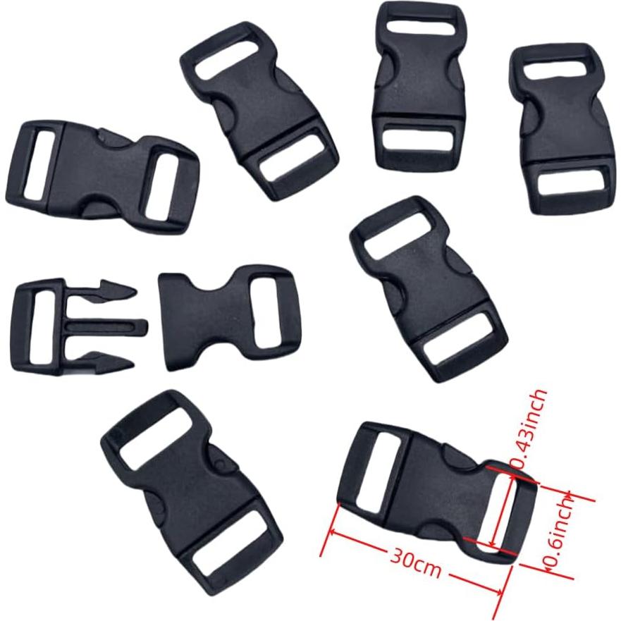 Paquete de 20 hebillas de plástico negro Luvilly 2.79 cm