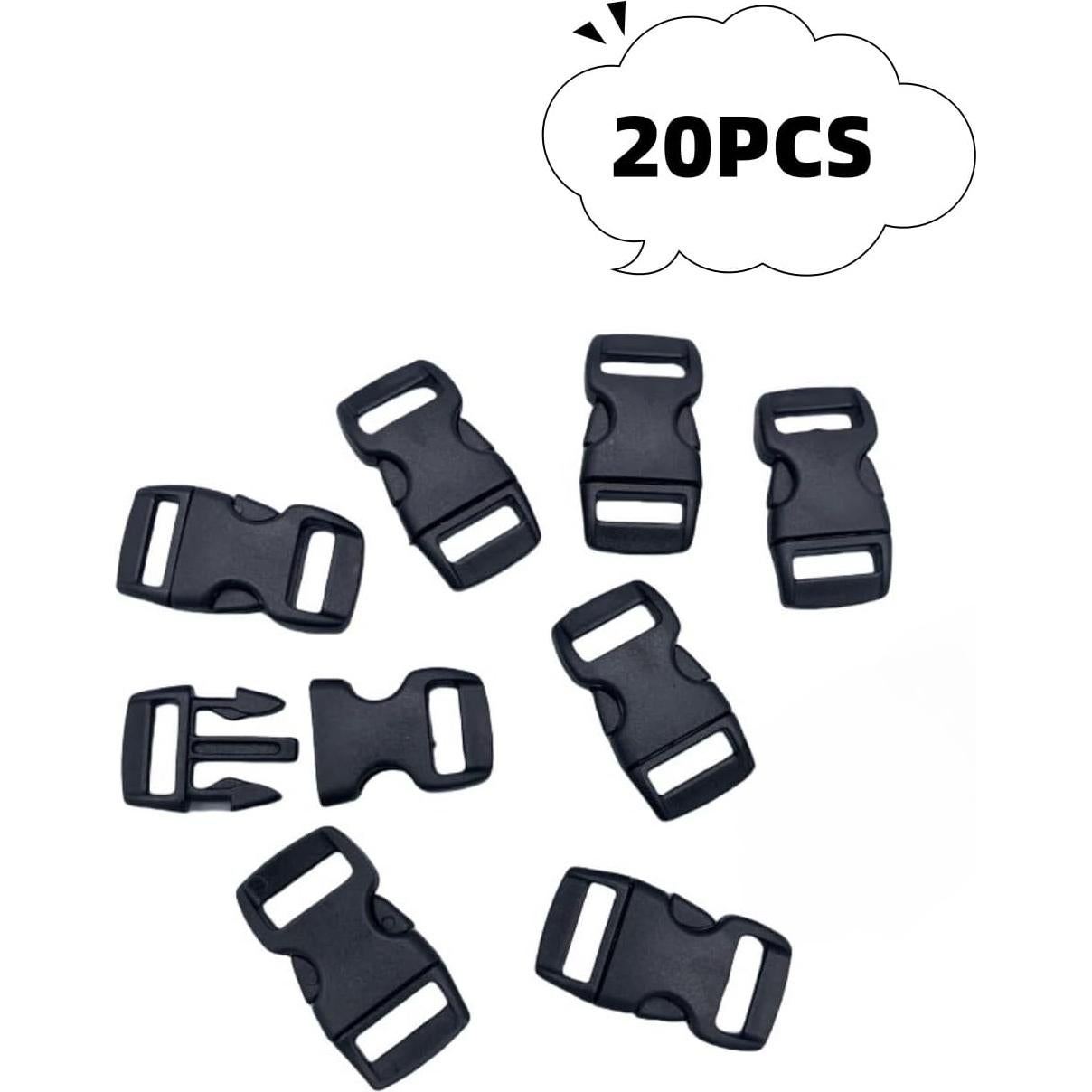 Paquete de 20 hebillas de plástico negro Luvilly 2.79 cm