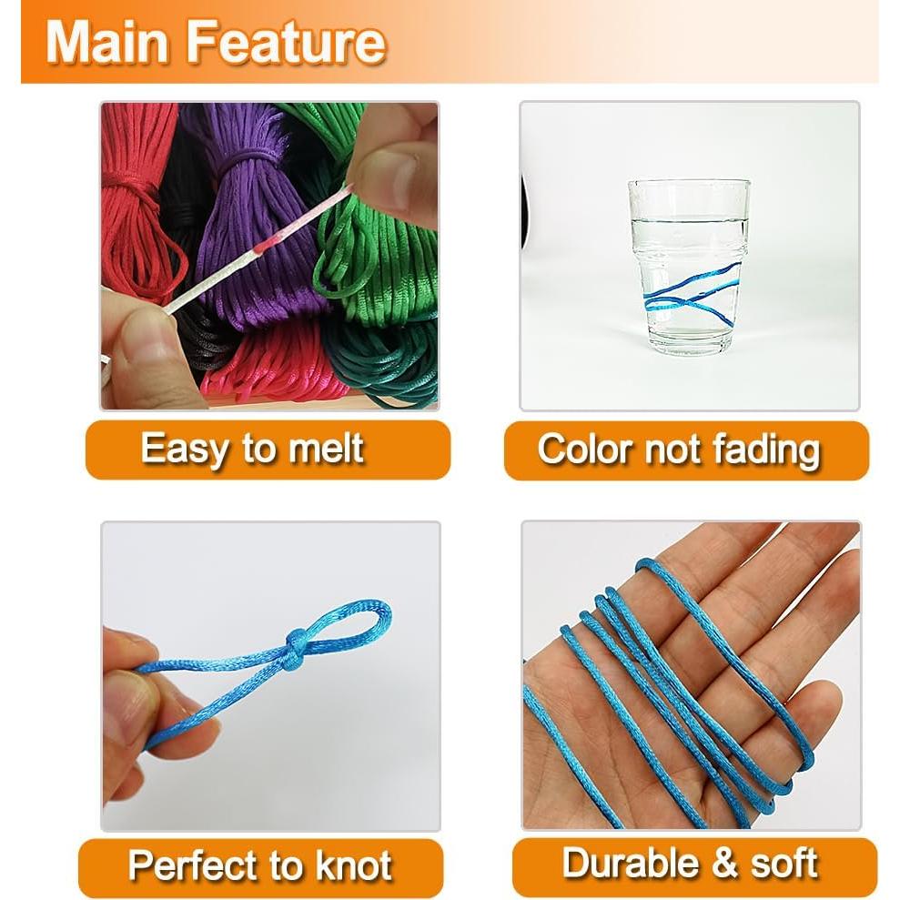 Cuerda de Nylon Rattail 2mm Ewparts 120 Metros 12 Colores