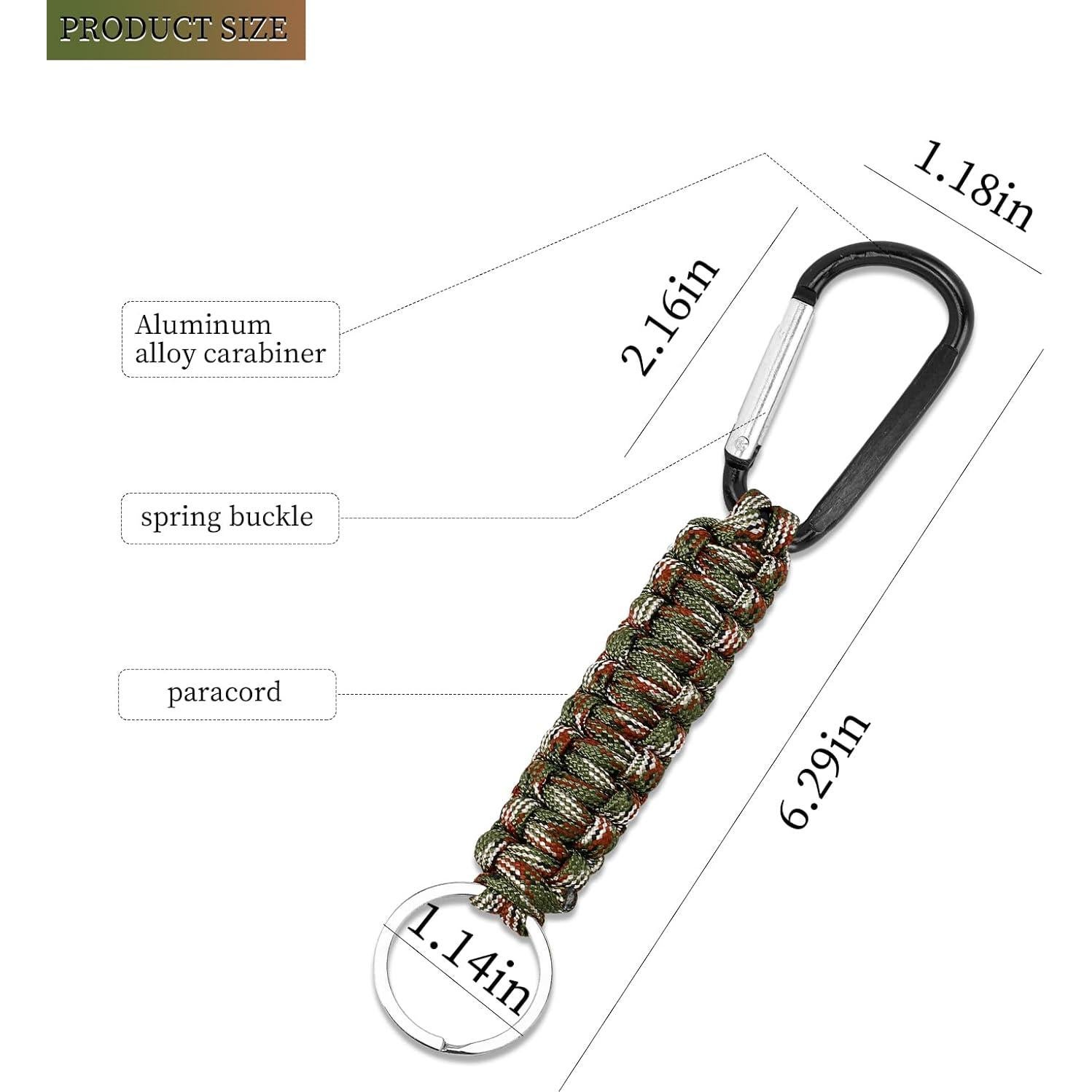 Llavero Paracord Siutaga 6 Pcs con Mosquetón 16 cm - 6 Colores