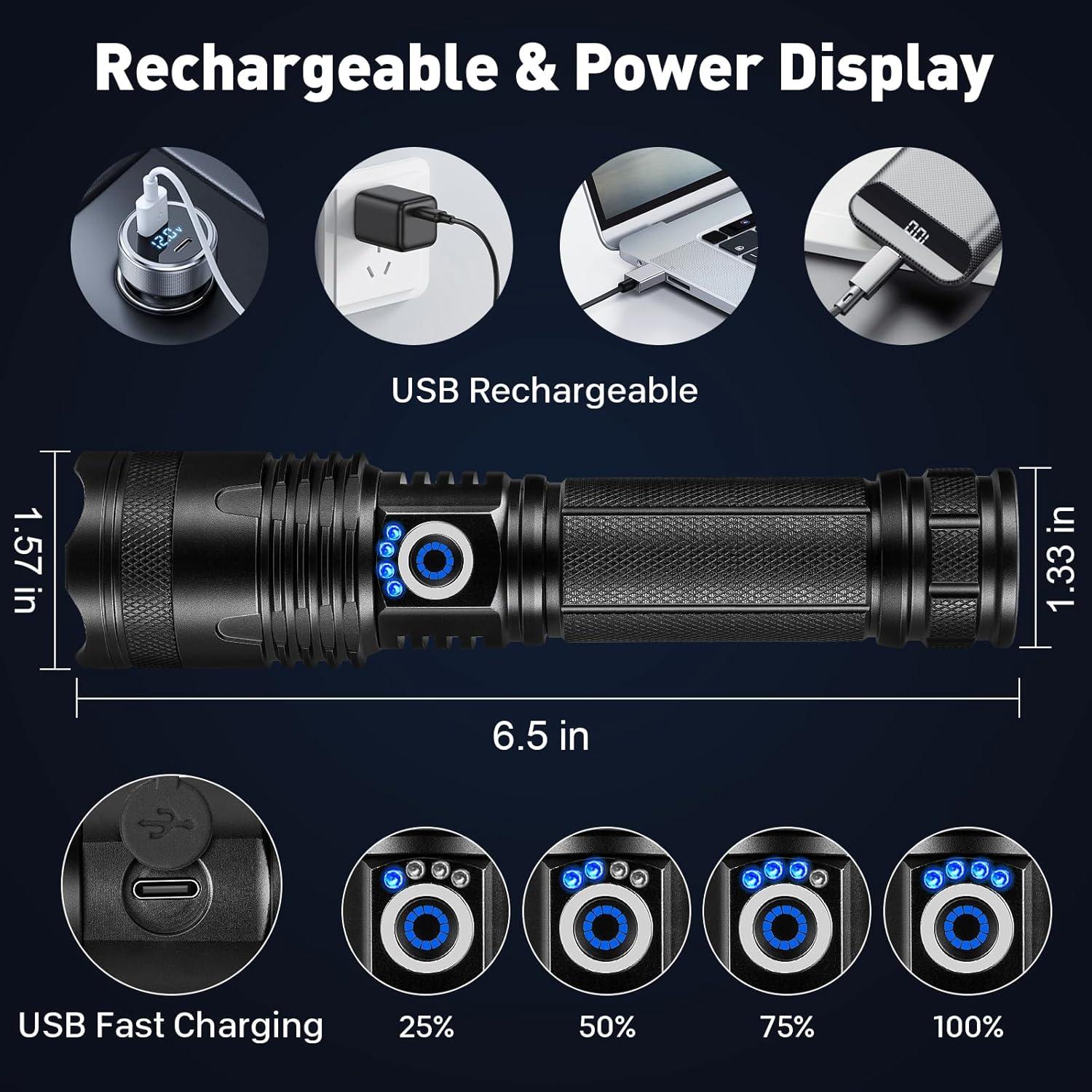 Linternas Recargables Kmivo M110 90,000 Lúmenes 2 Piezas