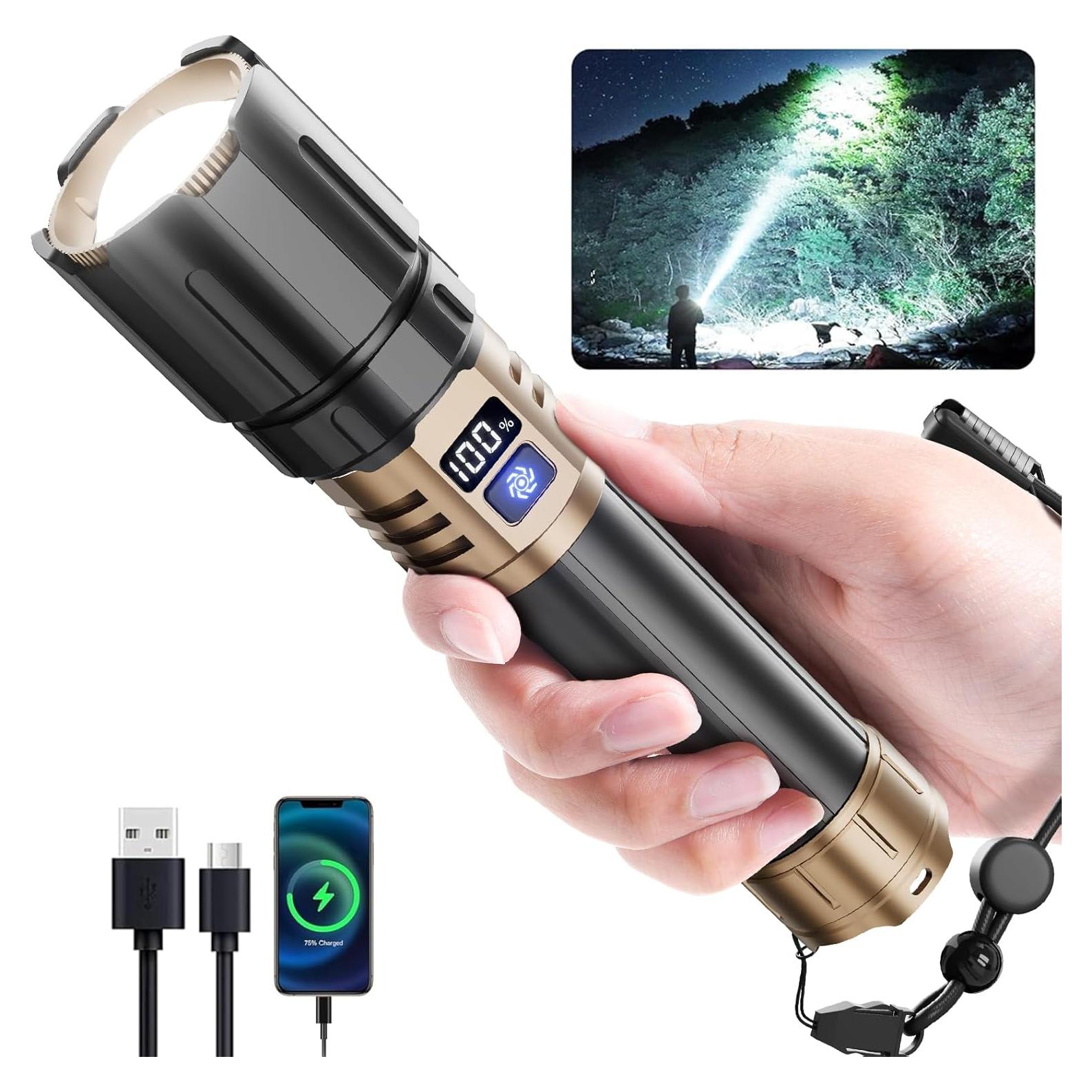 Linterna Táctica LED Sogdeco 6800mAh 5 Modos a Prueba de Agua