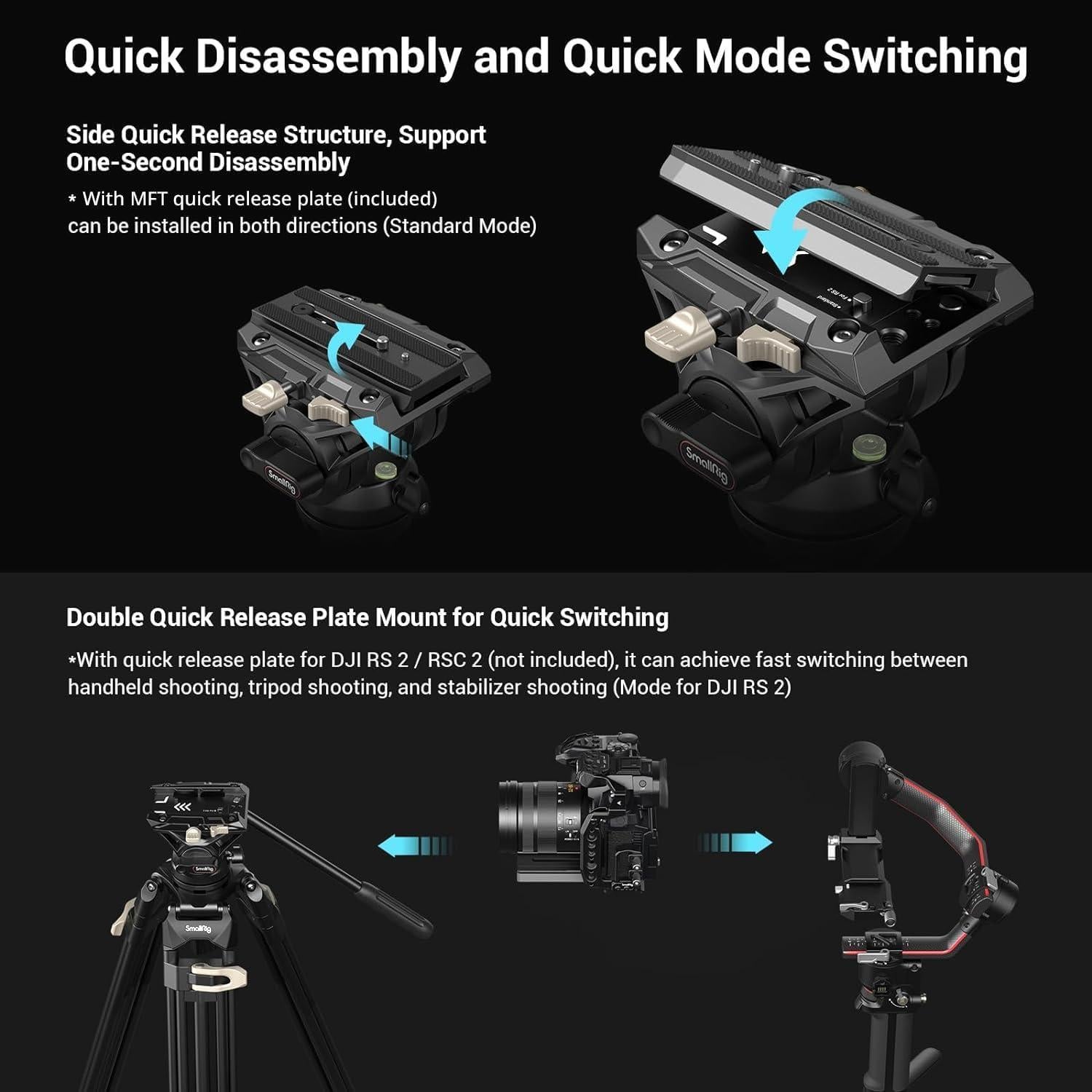 Trípode de Video SmallRig AD-01 73" con Cabezal Fluido