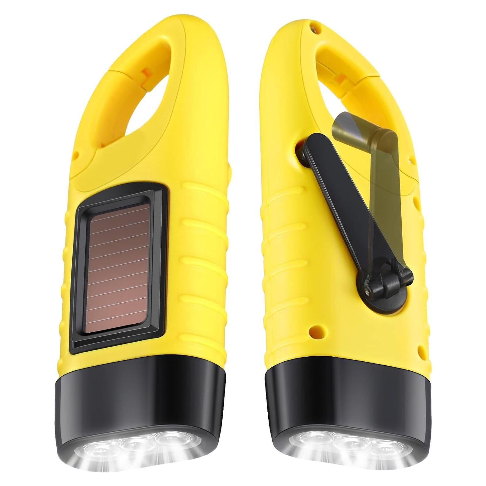 2 Linternas de Manivela Solar LED Leelosp Amarillo 180g