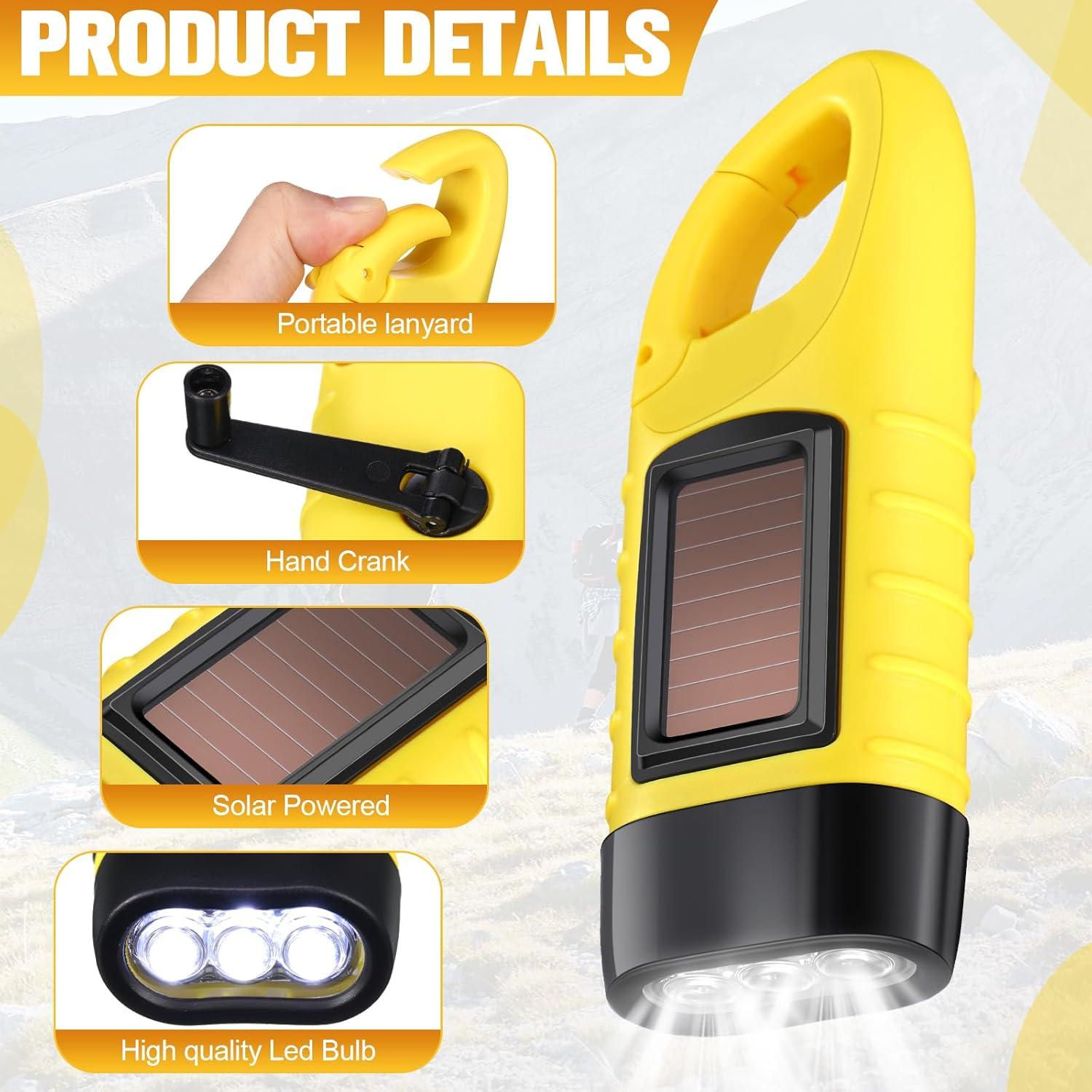 2 Linternas de Manivela Solar LED Leelosp Amarillo 180g