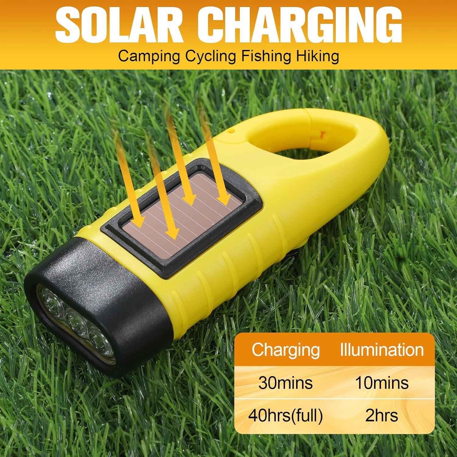 2 Linternas de Manivela Solar LED Leelosp Amarillo 180g