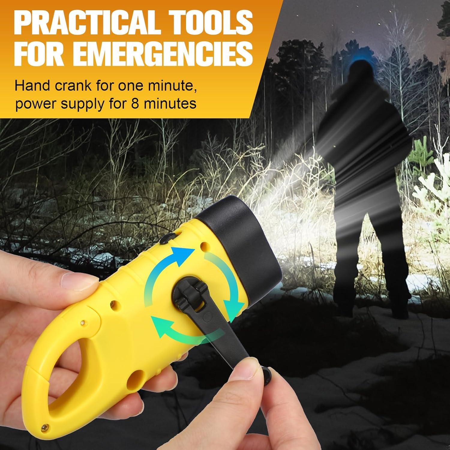 2 Linternas de Manivela Solar LED Leelosp Amarillo 180g