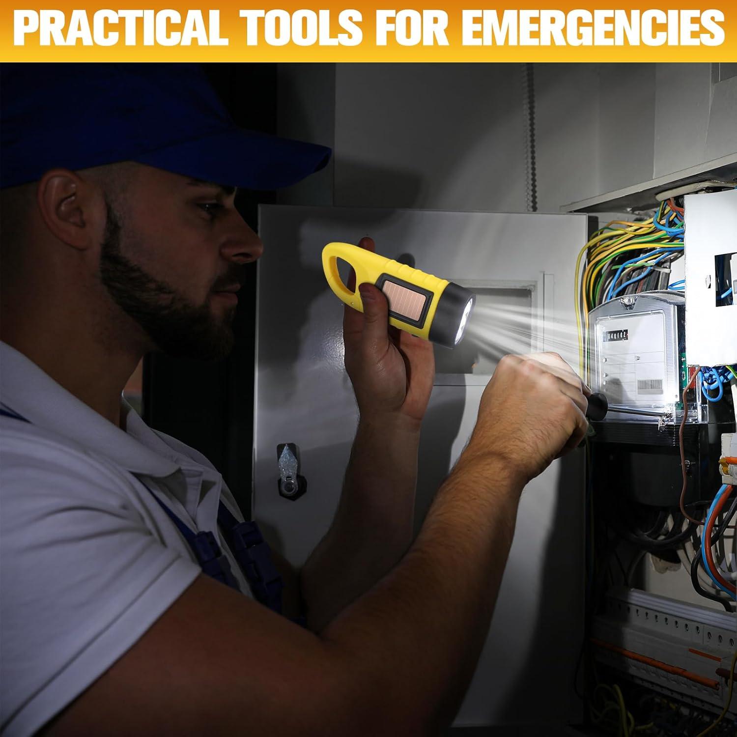 2 Linternas de Manivela Solar LED Leelosp Amarillo 180g