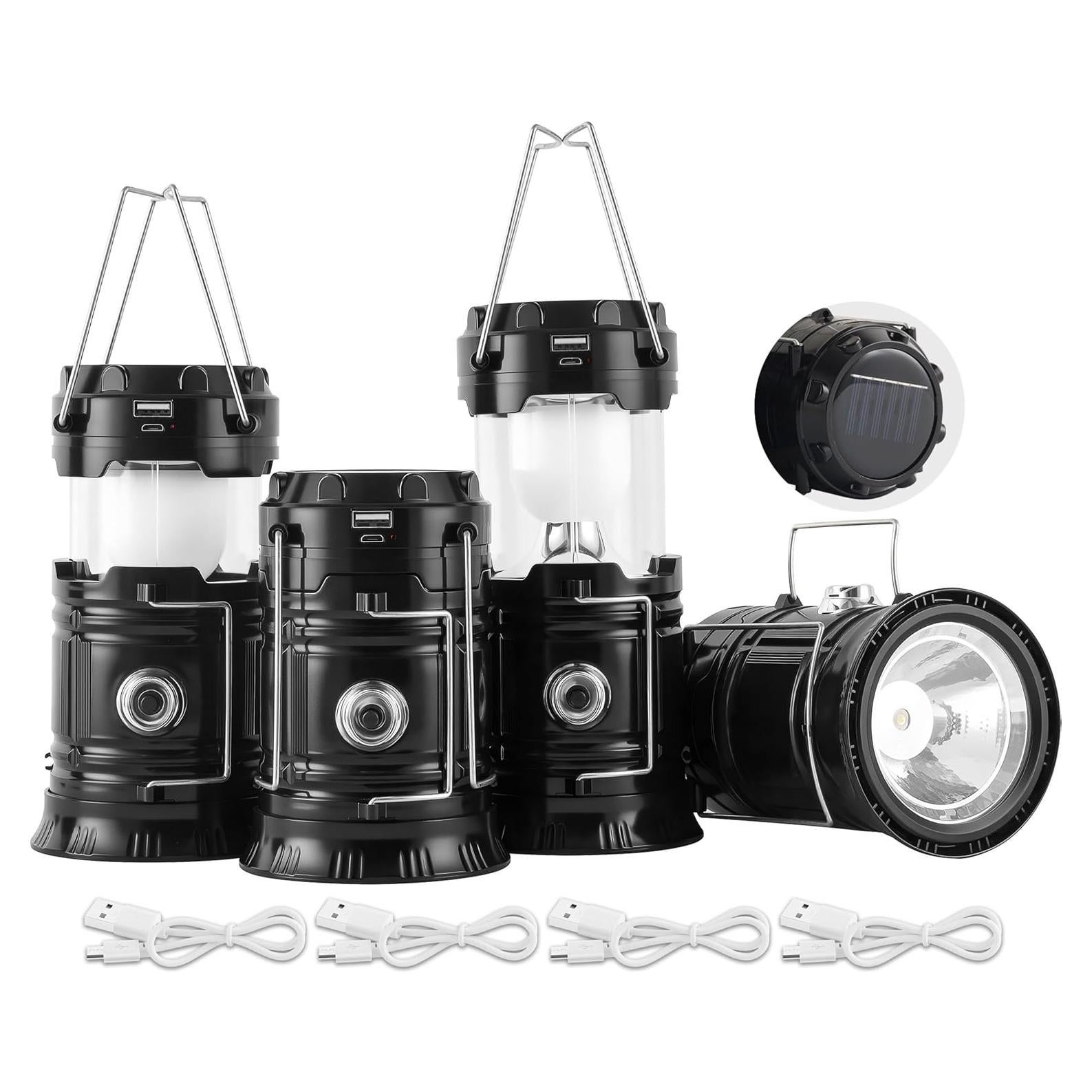 Linterna Solar Plegable Lichamp LED Recargable USB 300 Lúmenes