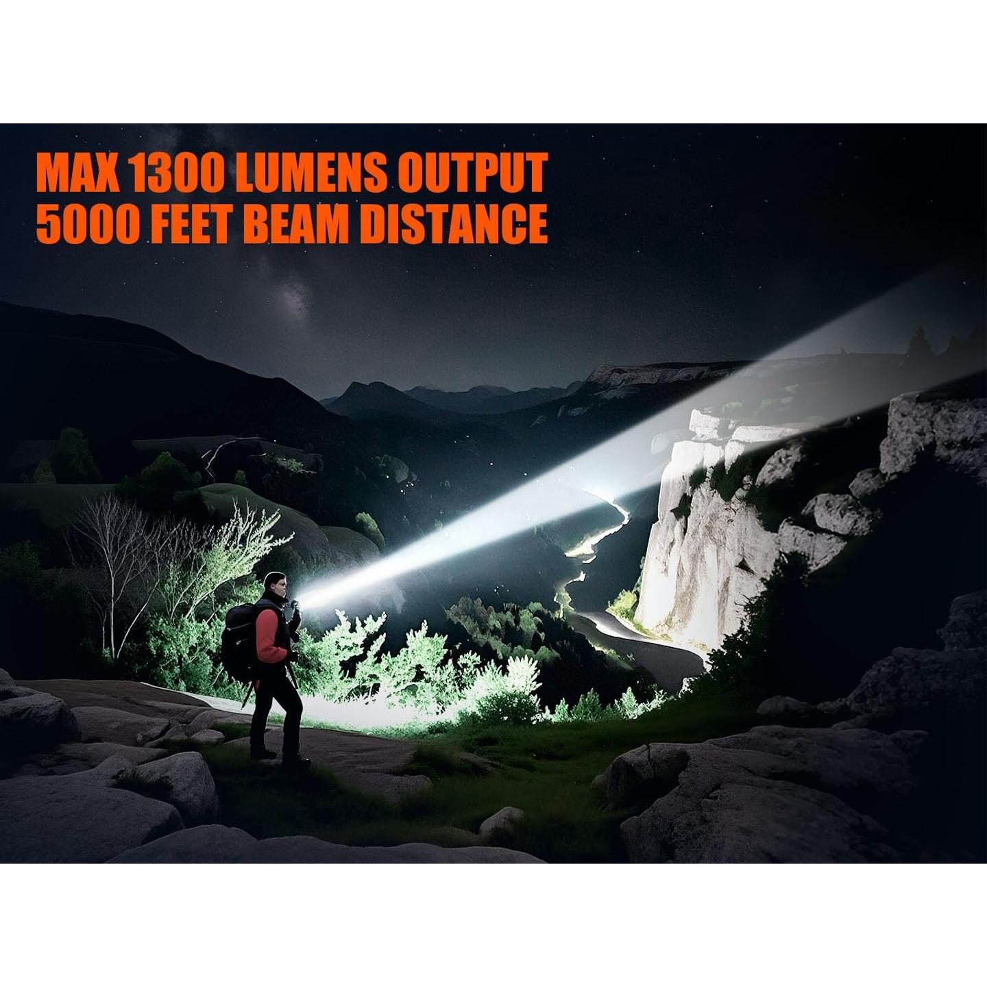 Linterna LED SKYFIRE 1300 Lúmenes Recargable Verde IPX6