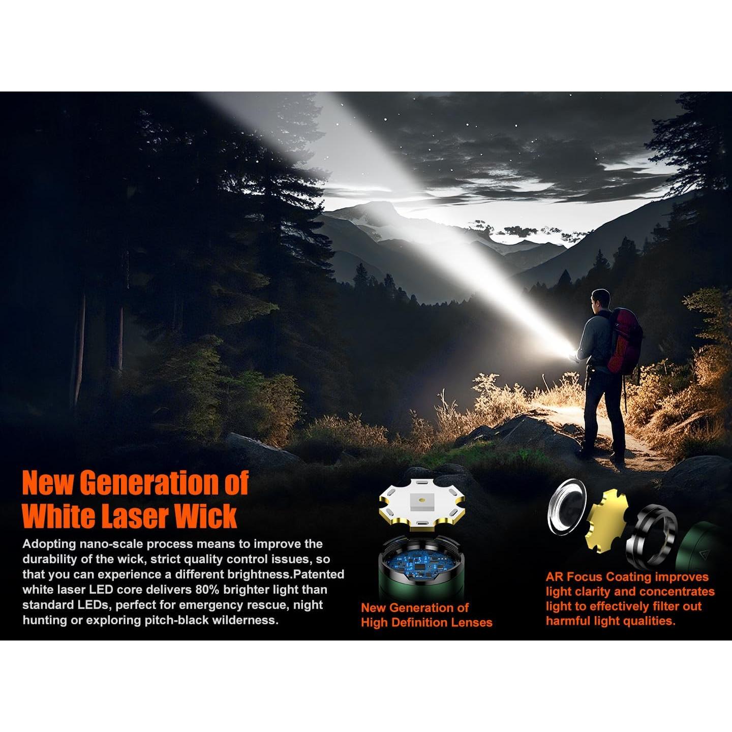 Linterna LED SKYFIRE 1300 Lúmenes Recargable Verde IPX6