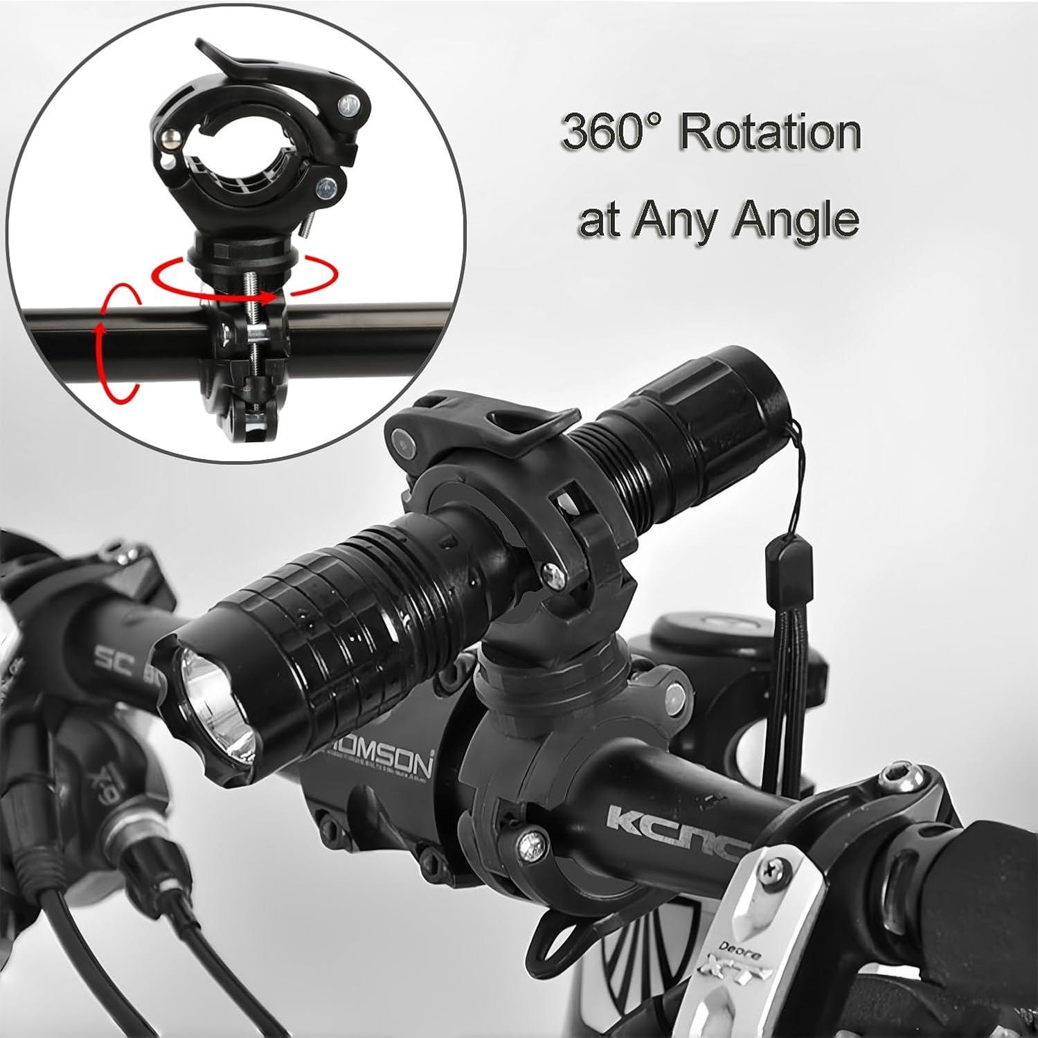 Soporte para Linterna Vonpri Negro 360° Ajustable para Bicicleta