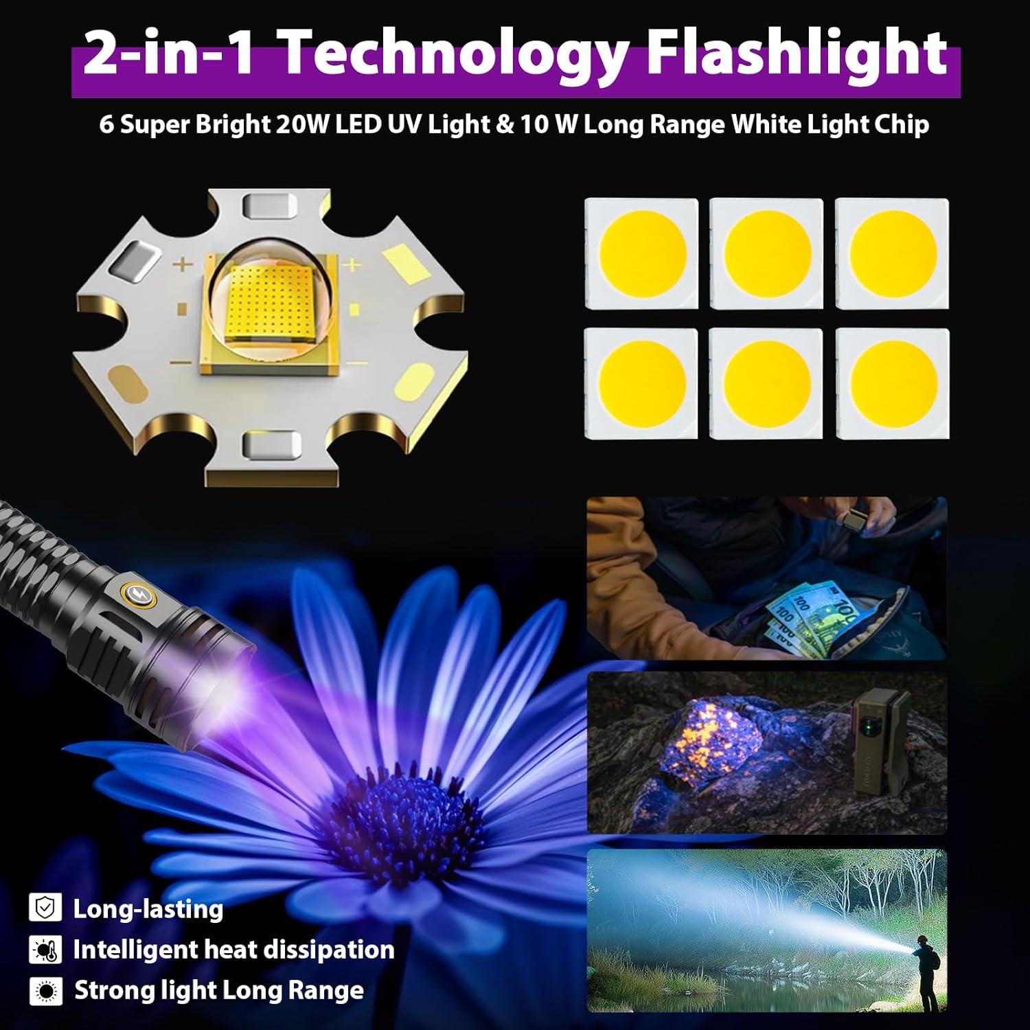 Linterna LED UV y Blanca iToncs 2-en-1 Recargable 18H