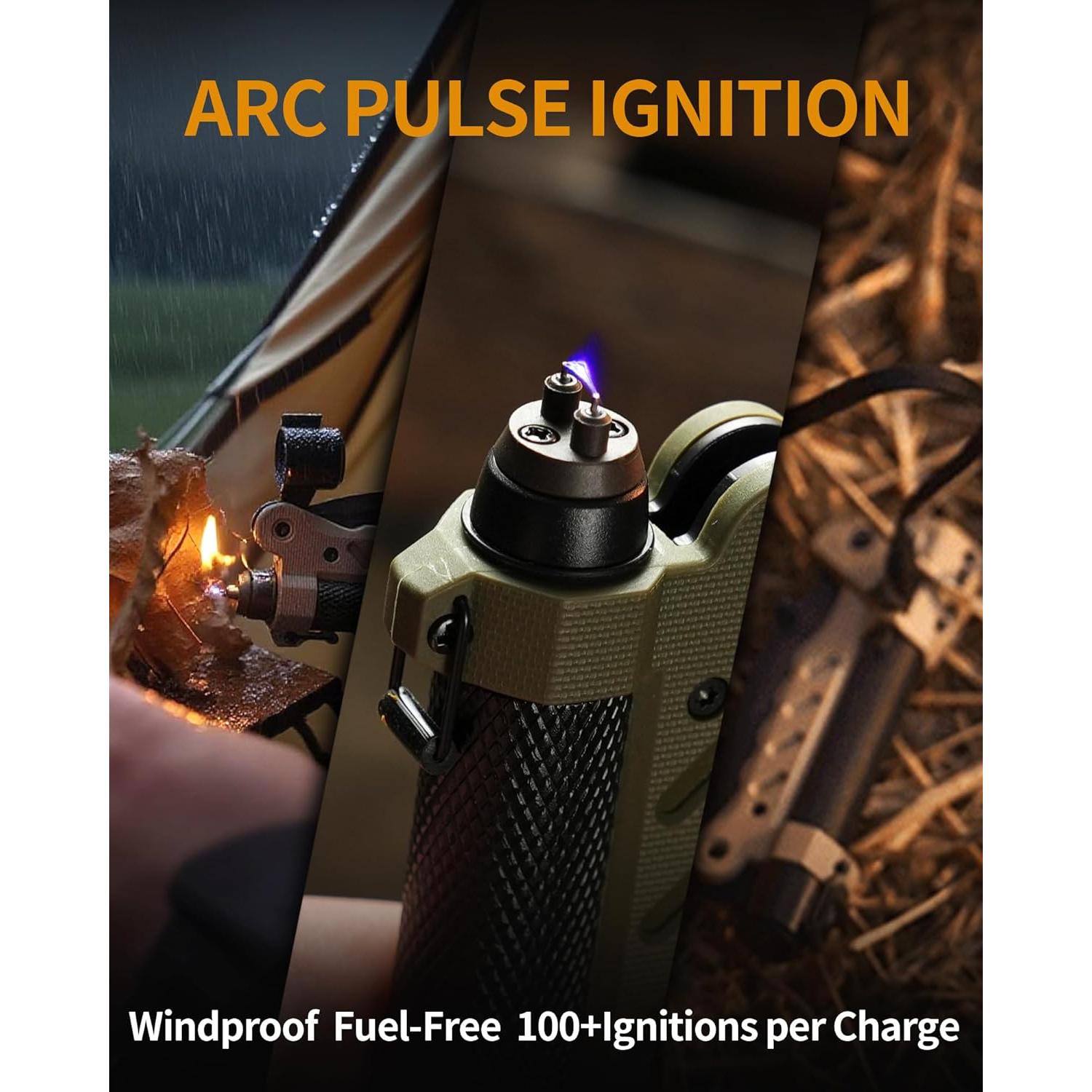 Herramienta Multiusos de Supervivencia Sayram SK1 - Cuchillo Táctico, Linterna LED, Encendedor de Arco, Generador de Manivela