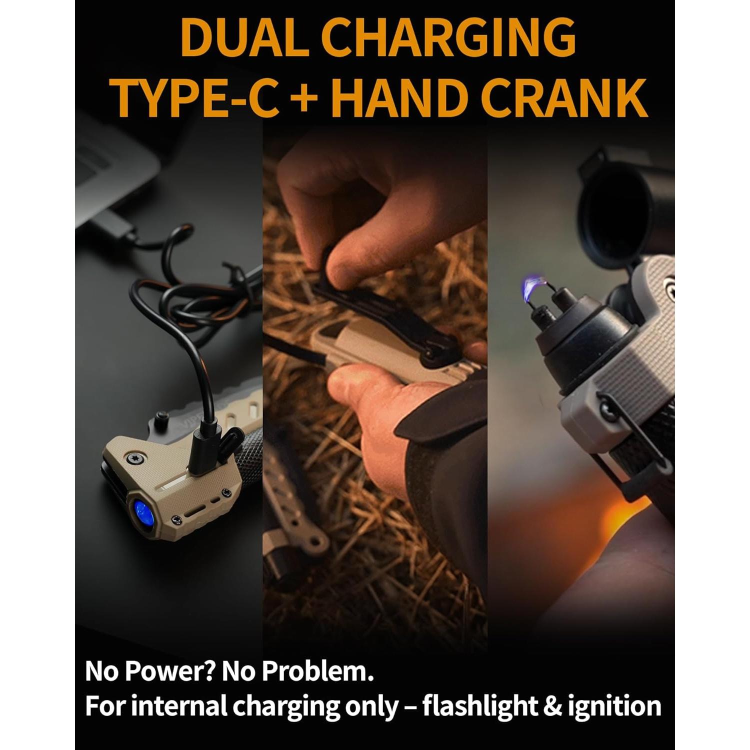 Herramienta Multiusos de Supervivencia Sayram SK1 - Cuchillo Táctico, Linterna LED, Encendedor de Arco, Generador de Manivela