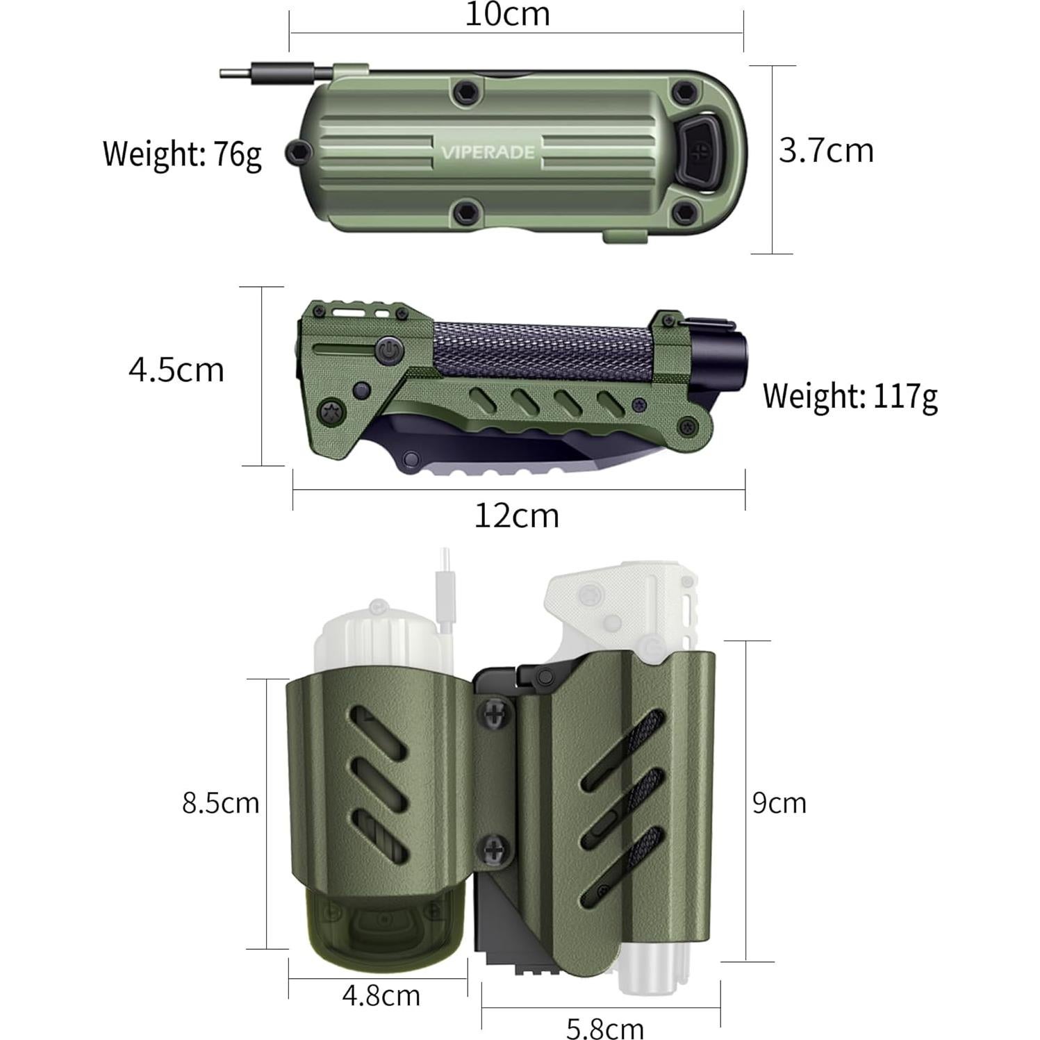 Herramienta Multiusos de Supervivencia Sayram SK1 - Cuchillo Táctico, Linterna LED, Encendedor de Arco, Generador de Manivela