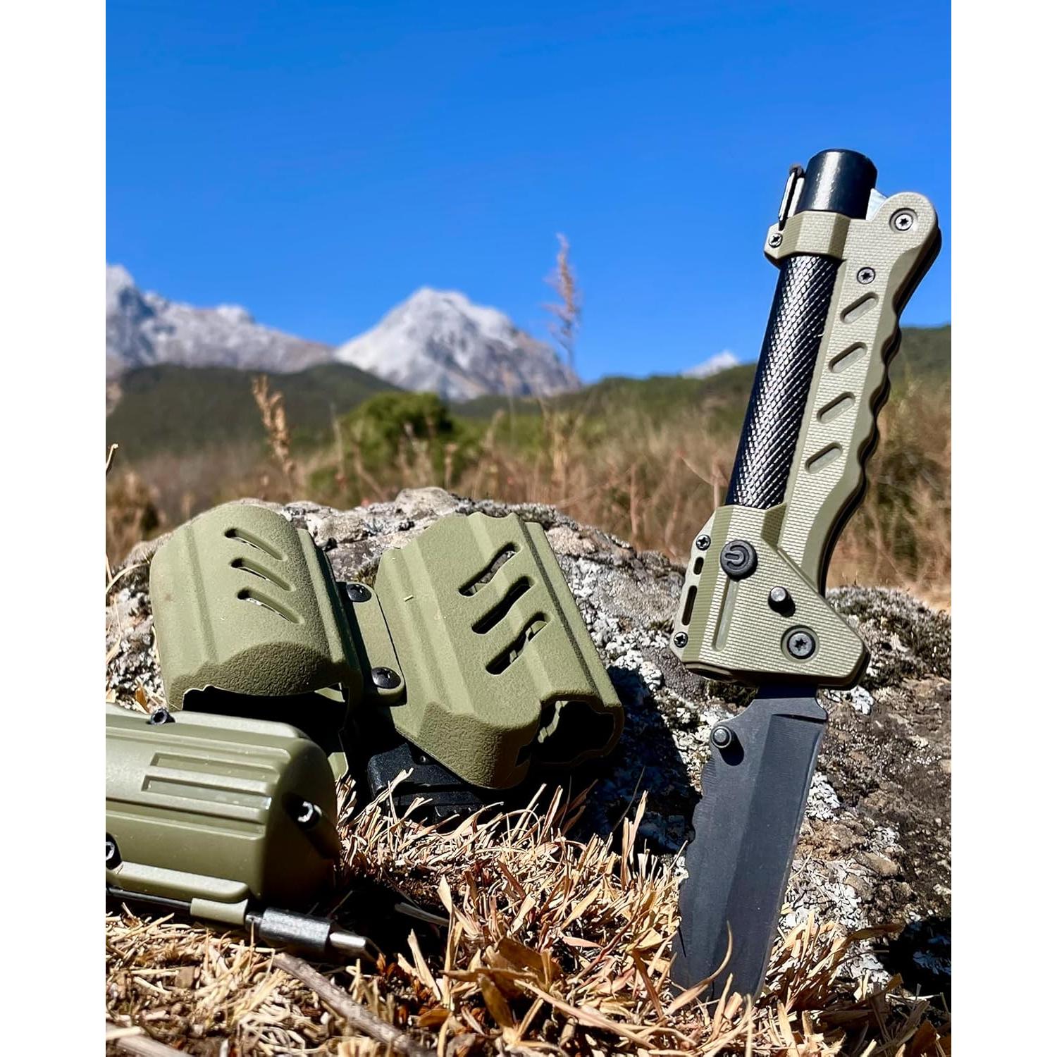 Herramienta Multiusos de Supervivencia Sayram SK1 - Cuchillo Táctico, Linterna LED, Encendedor de Arco, Generador de Manivela