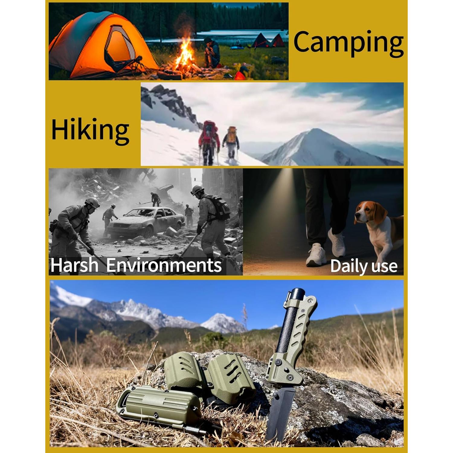 Herramienta Multiusos de Supervivencia Sayram SK1 - Cuchillo Táctico, Linterna LED, Encendedor de Arco, Generador de Manivela