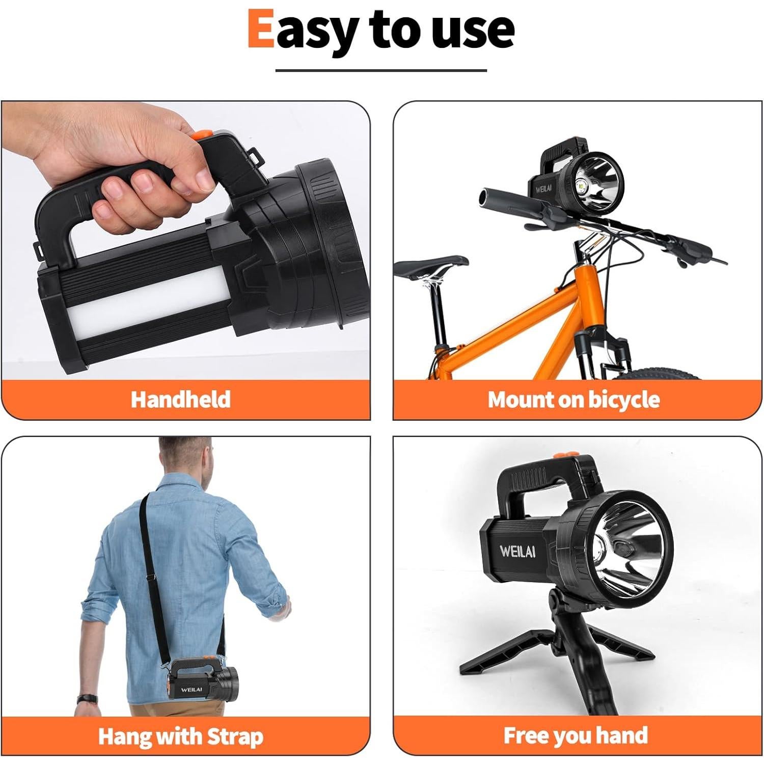 Linterna LED Recargable WEILAI 9600mA Luz Blanca Impermeable