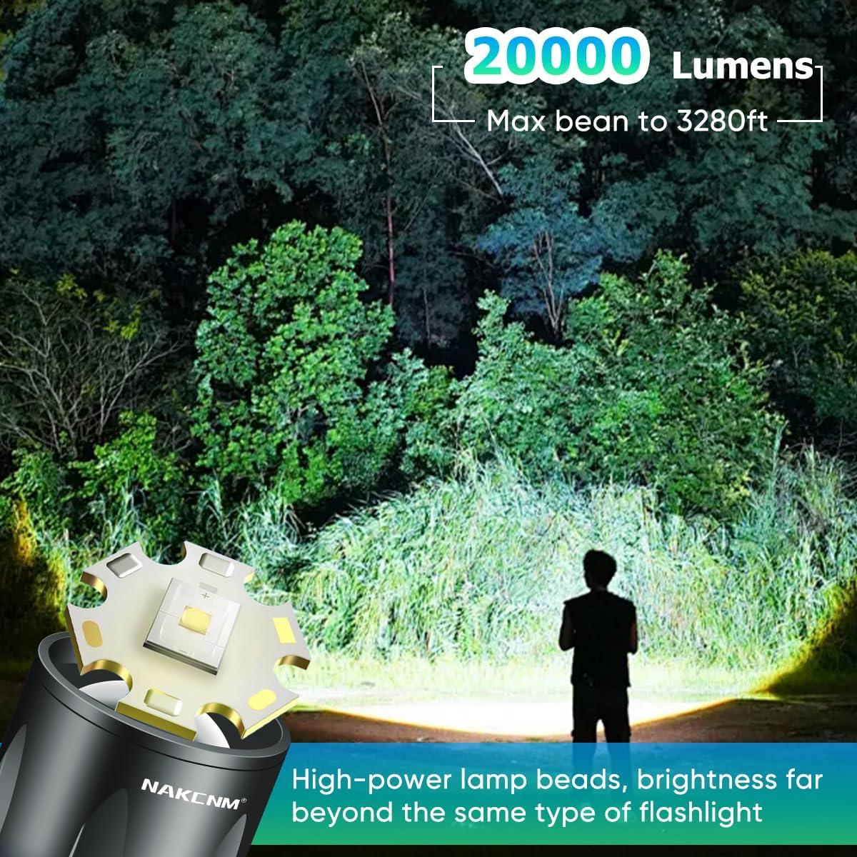 Linterna LED Recargable NAKCNM 3000 pies 5 Modos IP68