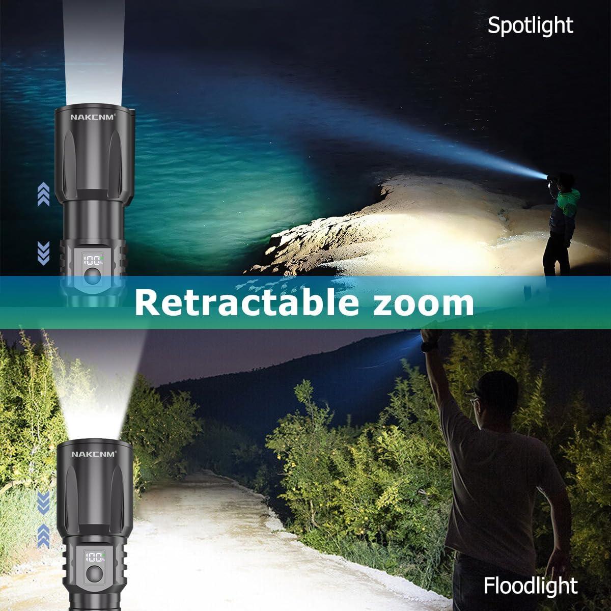 Linterna LED Recargable NAKCNM 3000 pies 5 Modos IP68