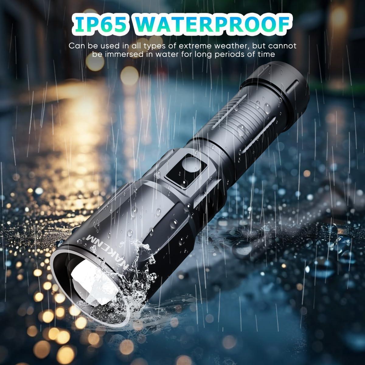Linterna LED Recargable NAKCNM 3000 pies 5 Modos IP68