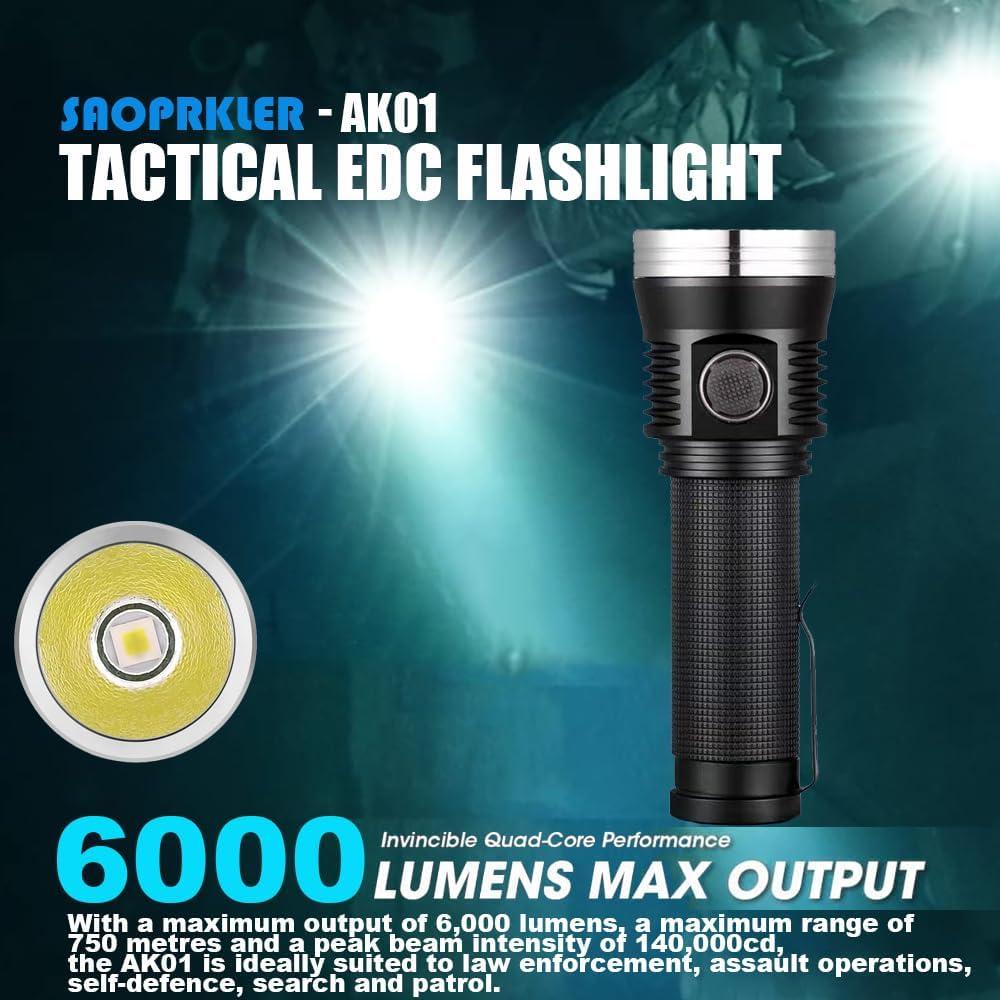 Linterna Táctica HAIKELITE AK01 6000 Lúmenes Recargable IP68