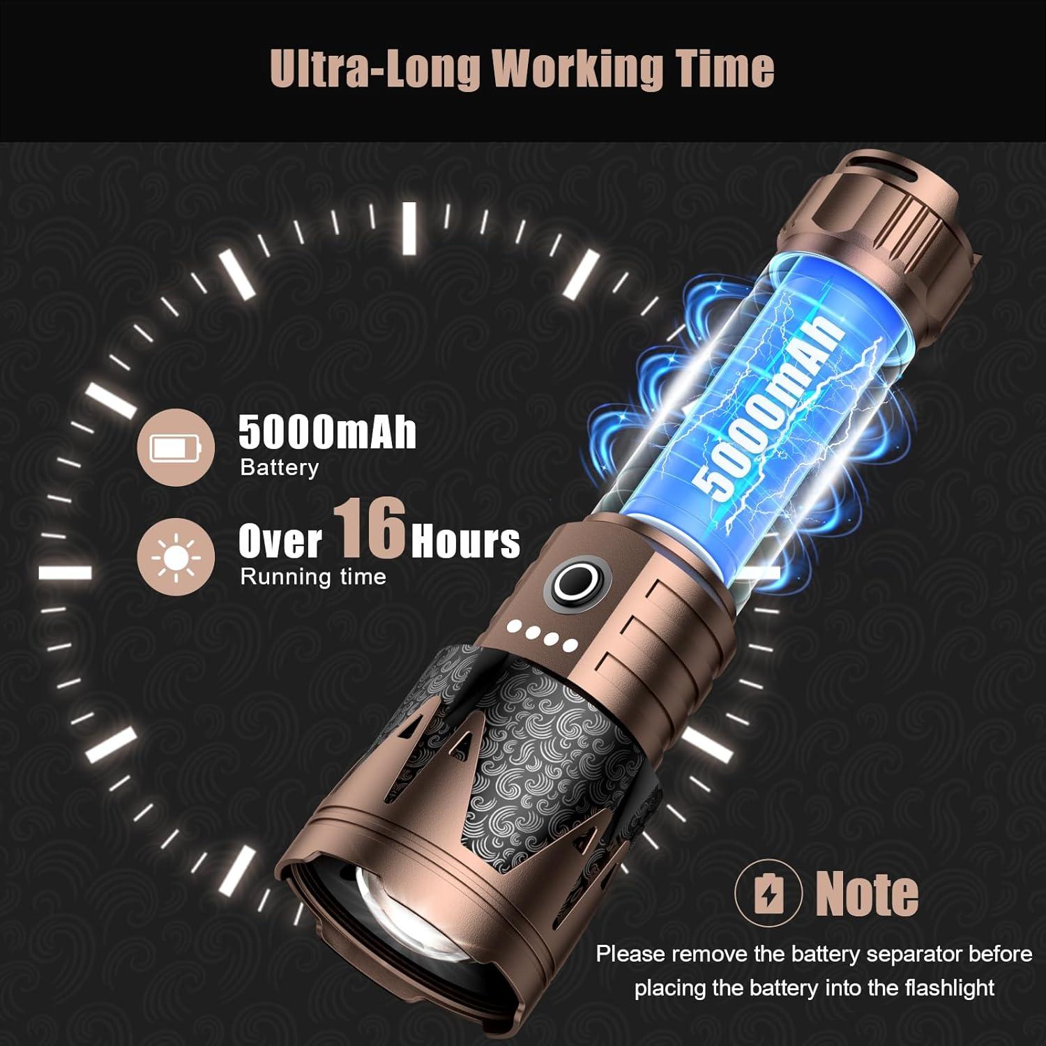 Linterna LED SKYFIRE 2000J Zoomable 5000mAh Impermeable