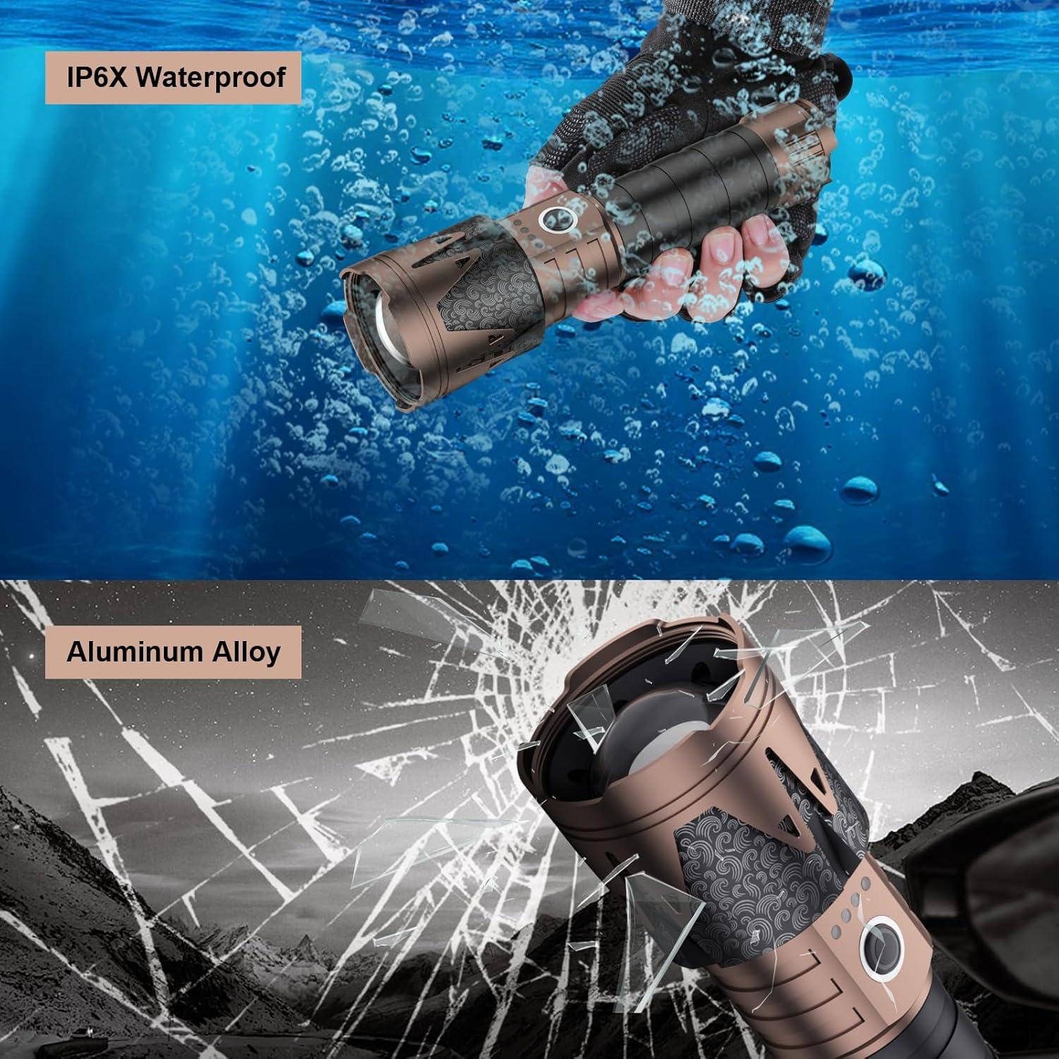 Linterna LED SKYFIRE 2000J Zoomable 5000mAh Impermeable