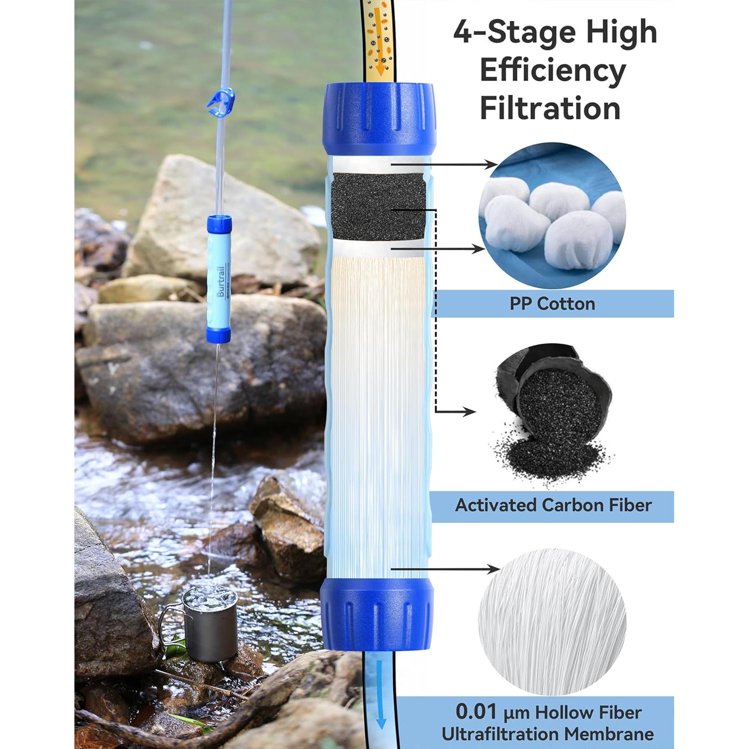 Sistema de Filtración de Agua Burtrail 8L Portátil para Camping