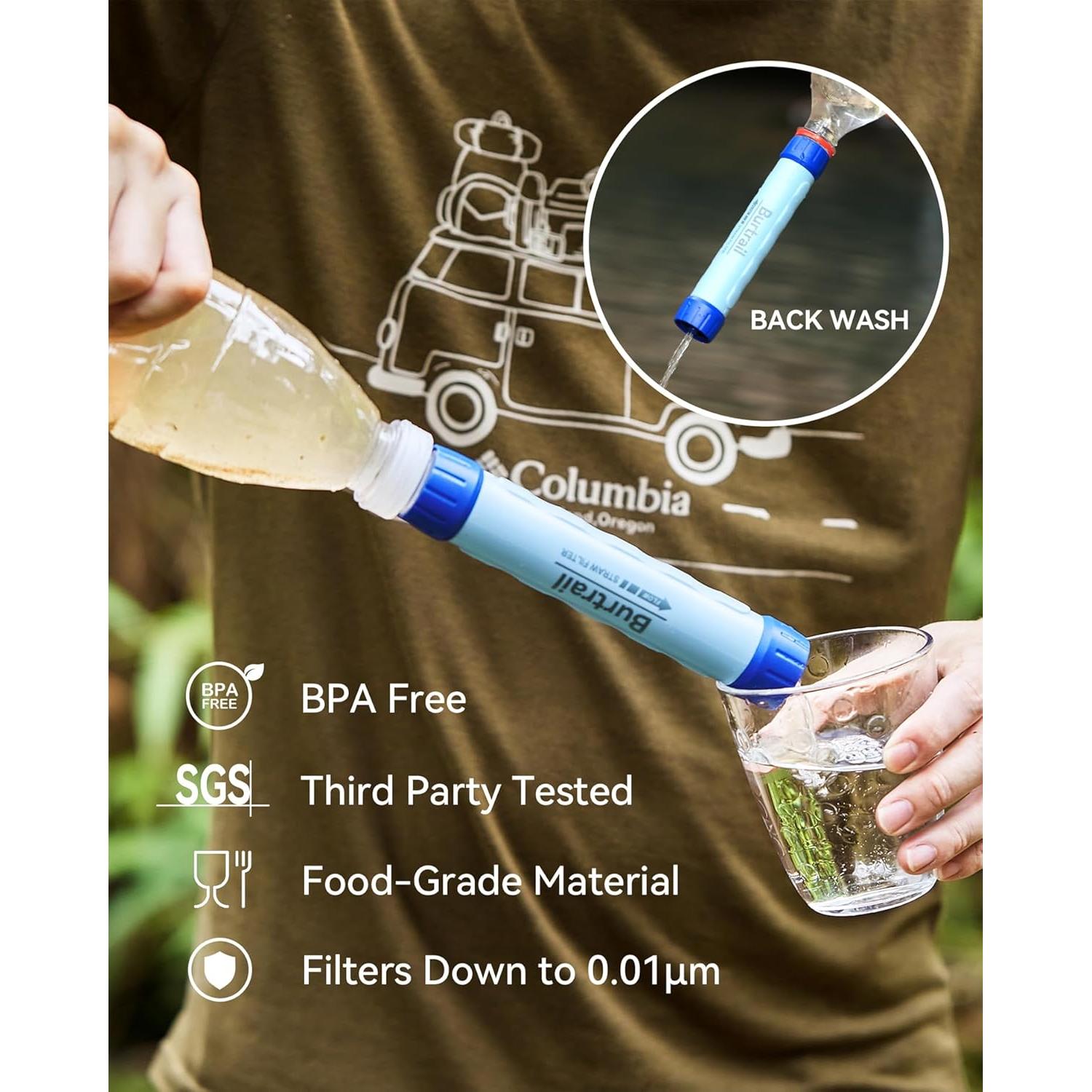 Sistema de Filtración de Agua Burtrail 8L Portátil para Camping