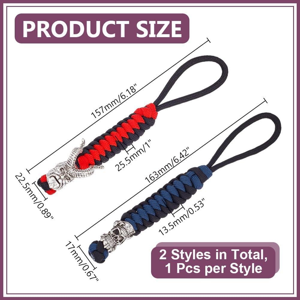 2 Lanyards Paracord HOBBIESAY Nylon Morado y Negro 49.9g