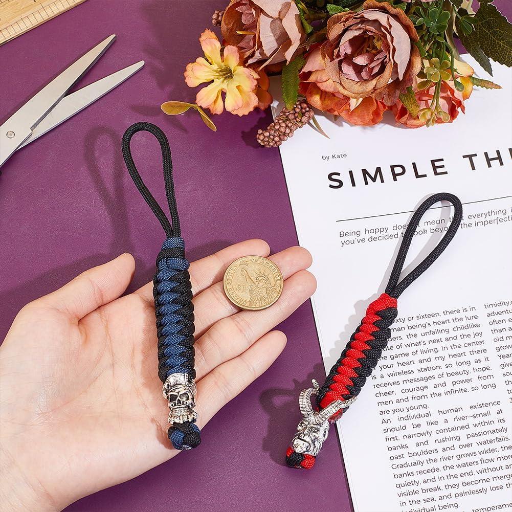 2 Lanyards Paracord HOBBIESAY Nylon Morado y Negro 49.9g