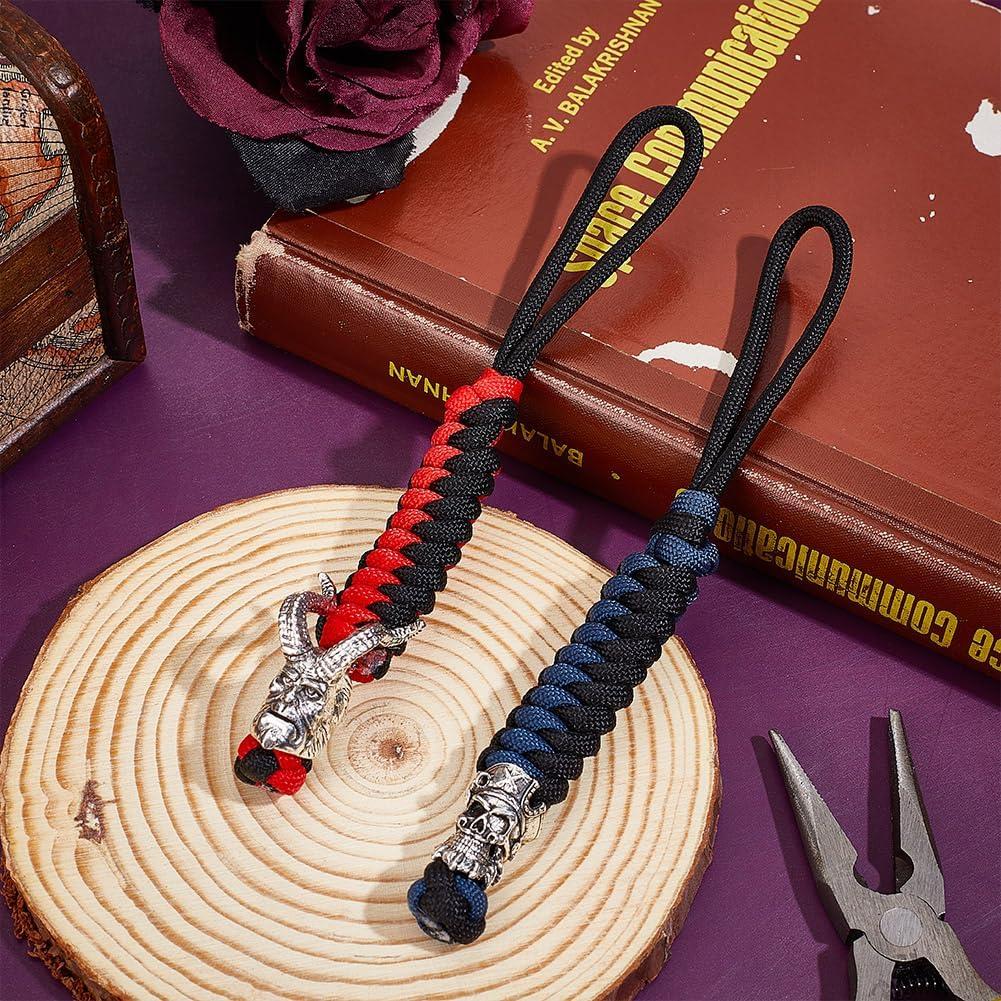 2 Lanyards Paracord HOBBIESAY Nylon Morado y Negro 49.9g