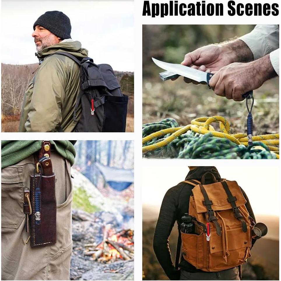 2 Lanyards Paracord HOBBIESAY Nylon Morado y Negro 49.9g