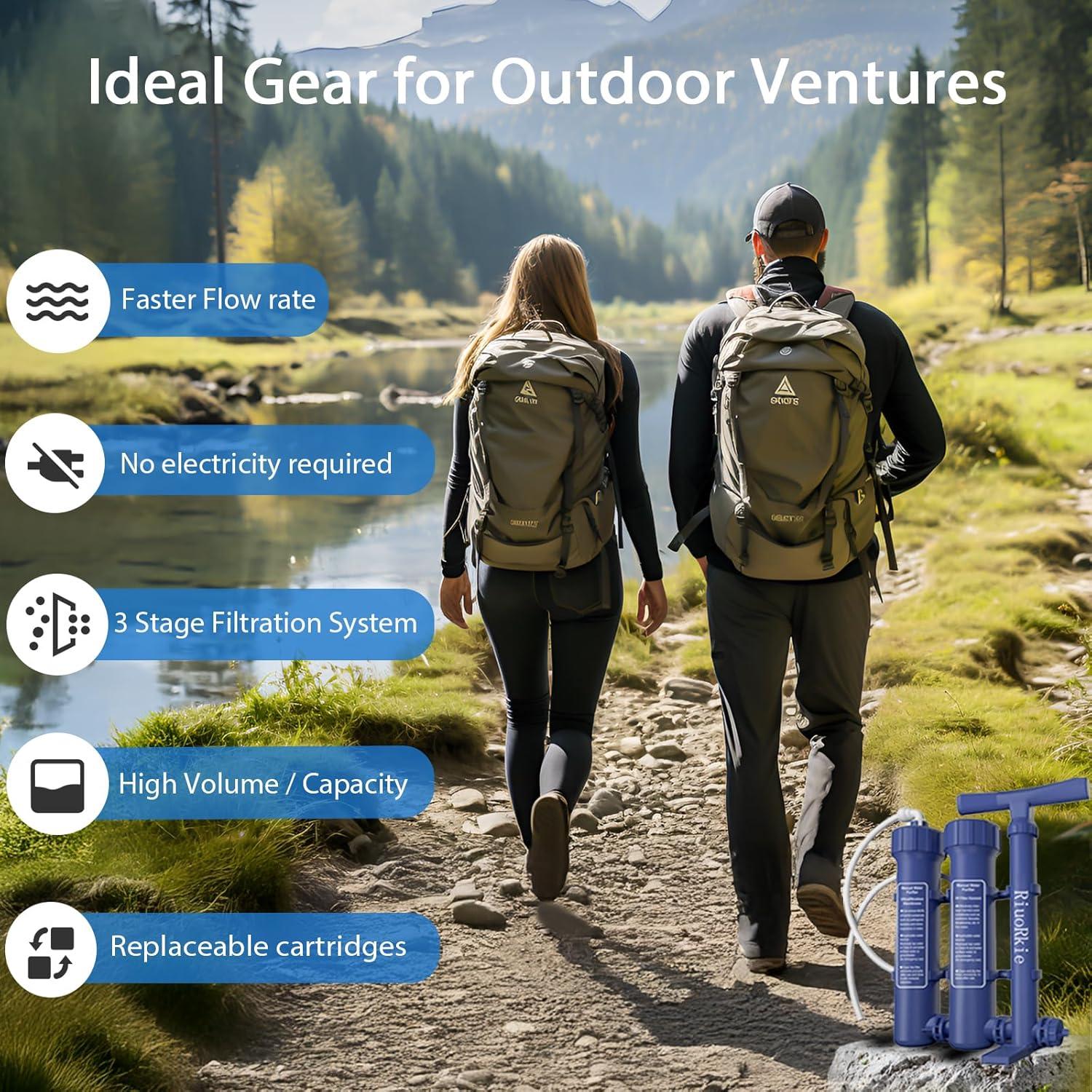 Purificador de Agua RIUORKIE 3 Etapas 1.5L/min Camping Emergencia