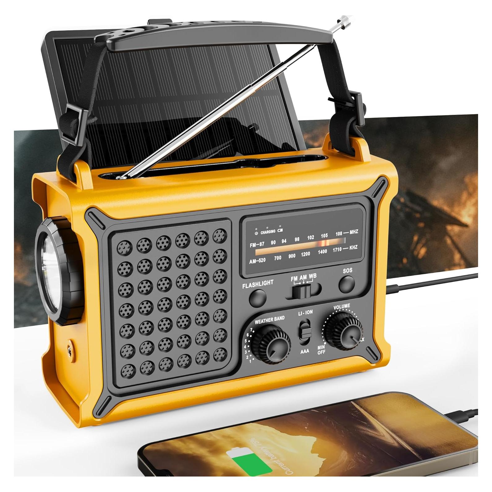 Radio Meteorológica de Emergencia OnLyee CR1030 Solar y Manivela