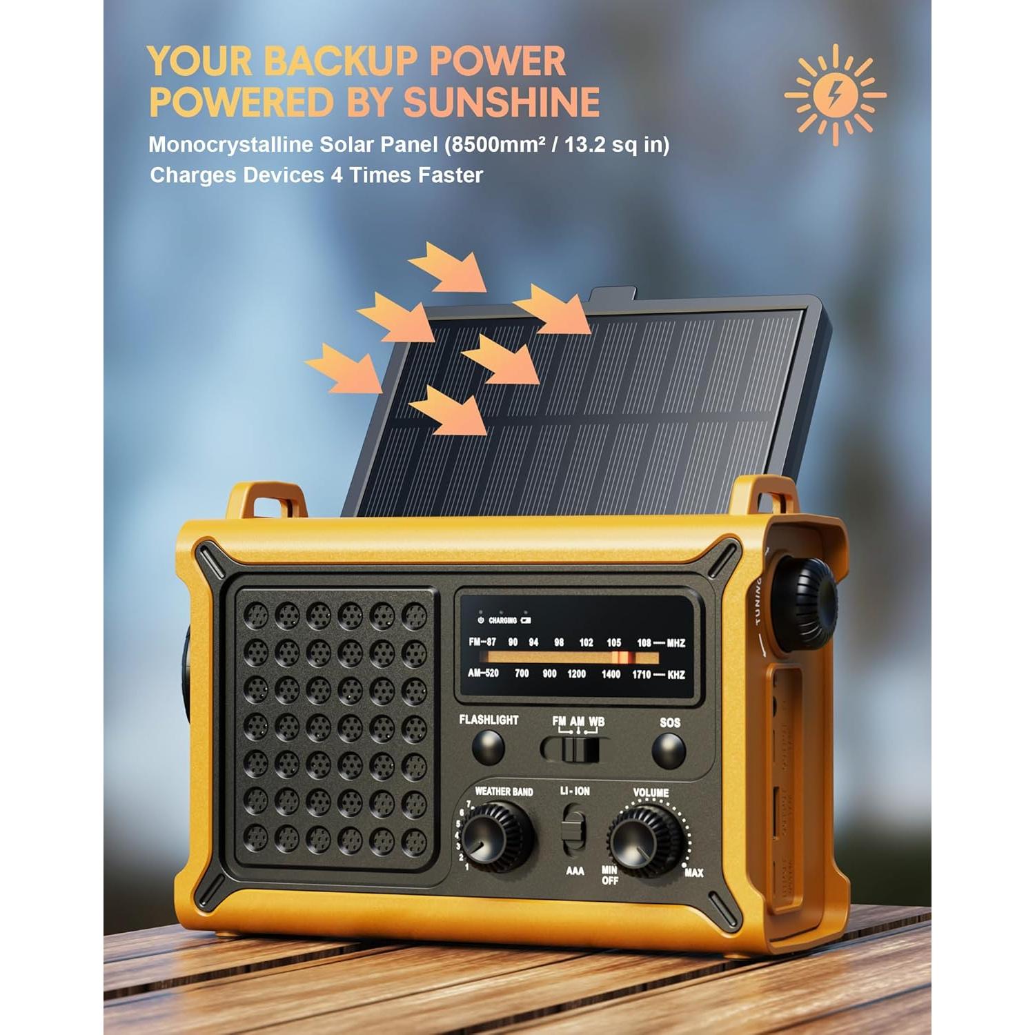 Radio Meteorológica de Emergencia OnLyee CR1030 Solar y Manivela