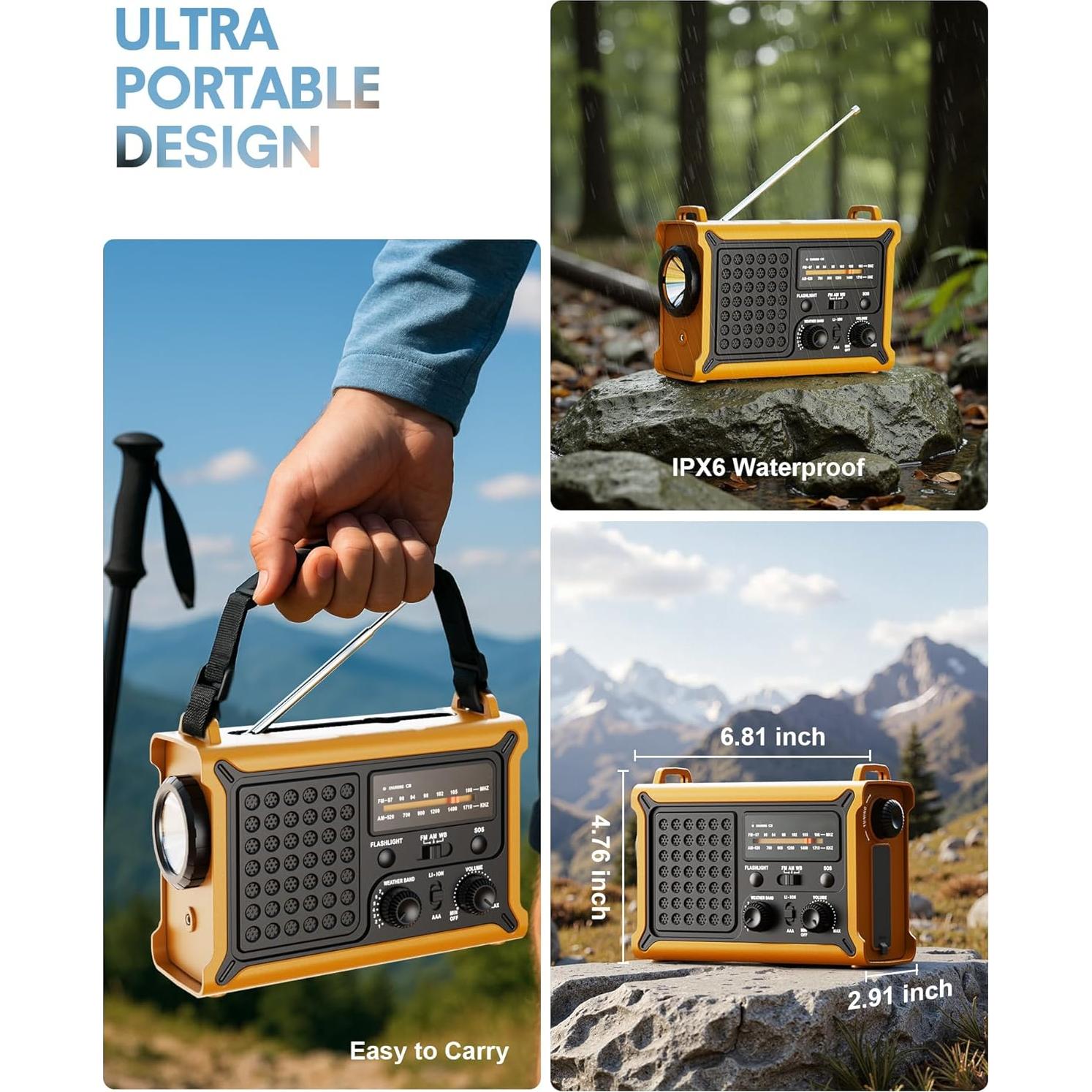 Radio Meteorológica de Emergencia OnLyee CR1030 Solar y Manivela