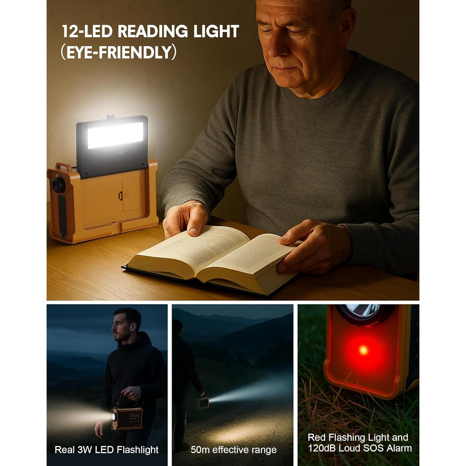 Radio Meteorológica de Emergencia OnLyee CR1030 Solar y Manivela