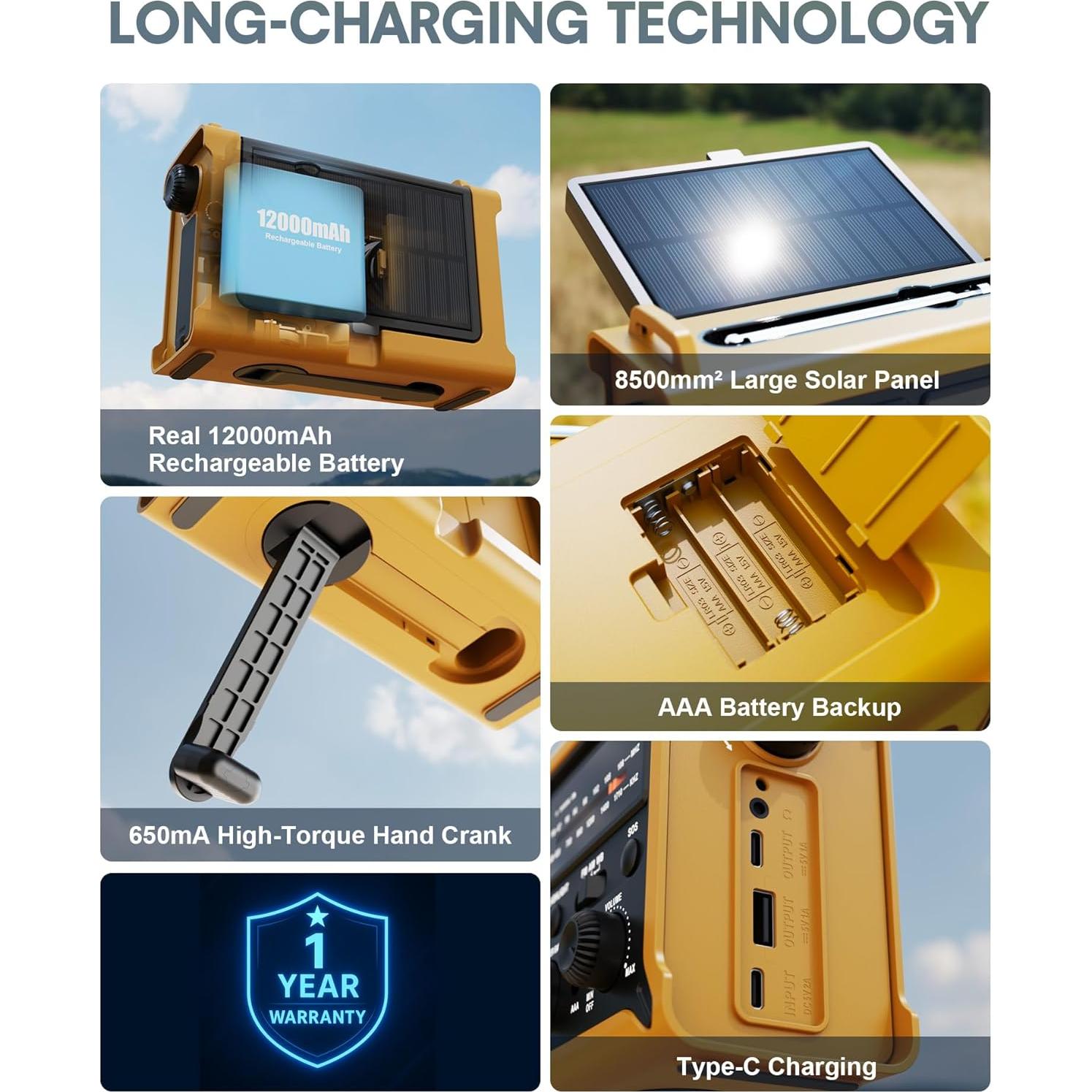 Radio Meteorológica de Emergencia OnLyee CR1030 Solar y Manivela
