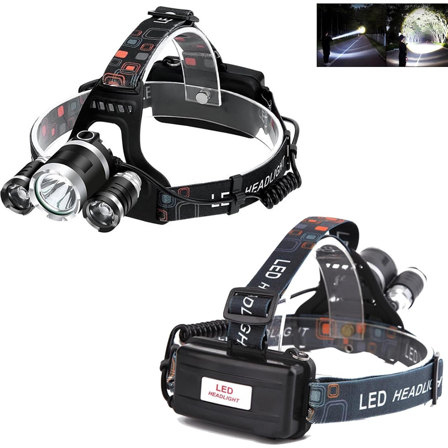 Linterna Frontal LED Recargable WalkThree - Impermeable 90°