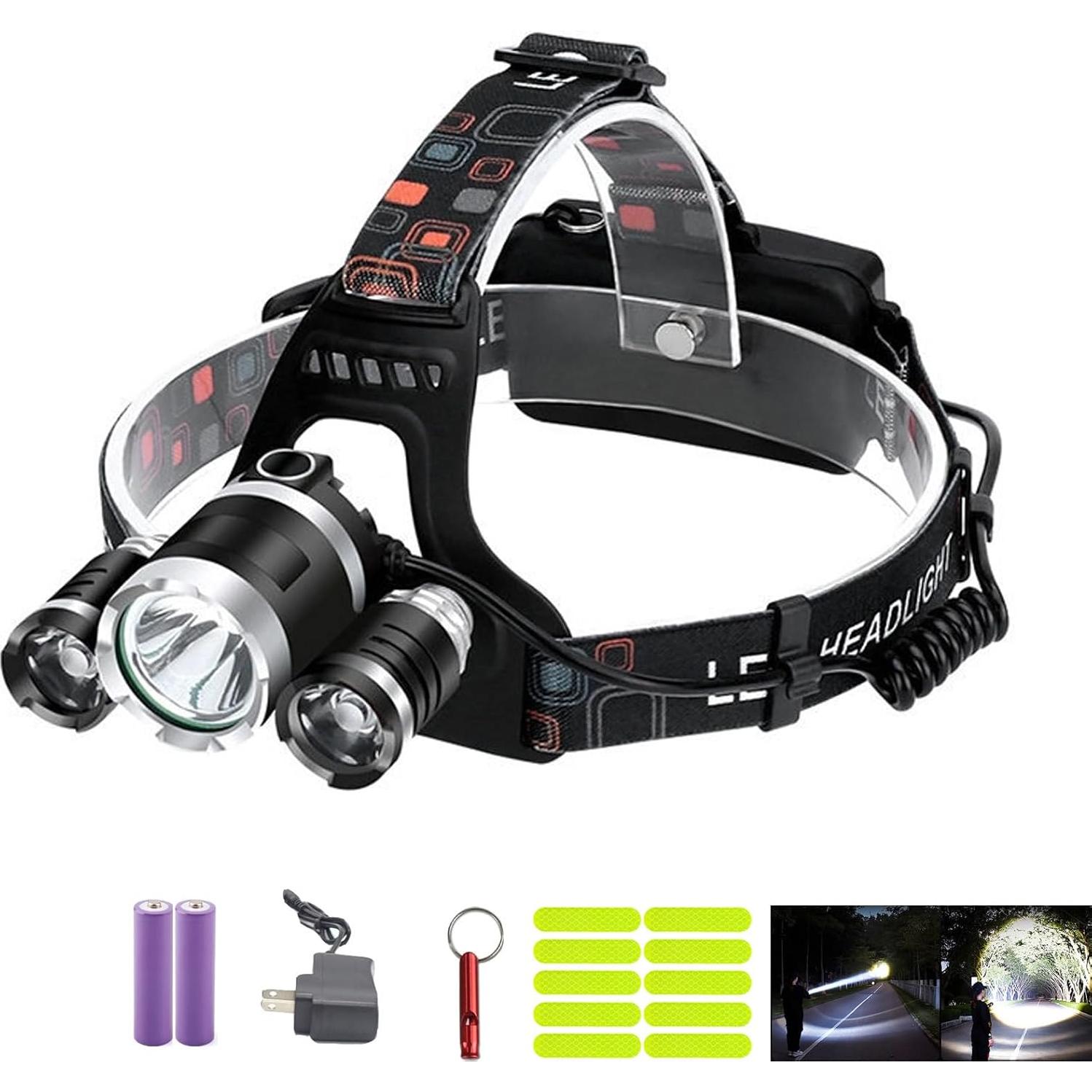 Linterna Frontal LED Recargable WalkThree - Impermeable 90°