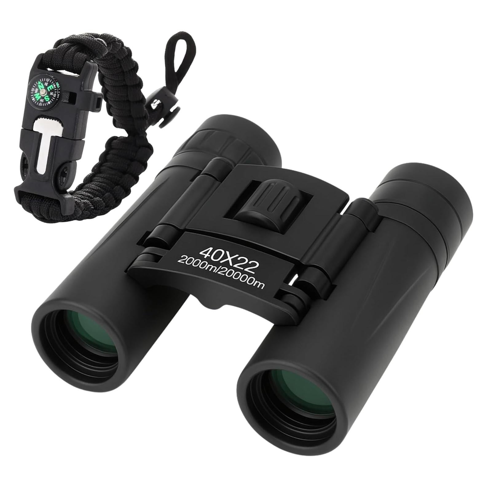 Binoculares Compactos 10x22 Hadiat + Pulsera Paracord 7 en 1