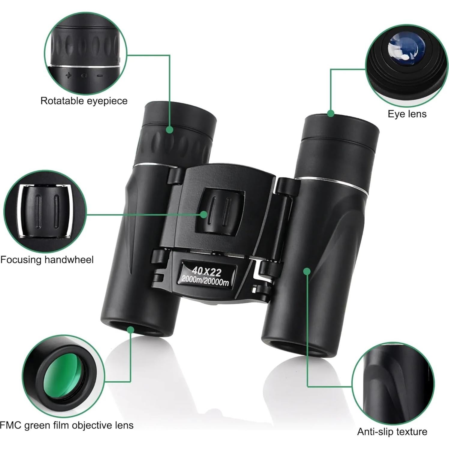 Binoculares Compactos 10x22 Hadiat + Pulsera Paracord 7 en 1