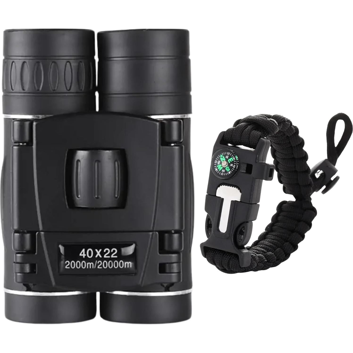 Binoculares Compactos 10x22 Hadiat + Pulsera Paracord 7 en 1