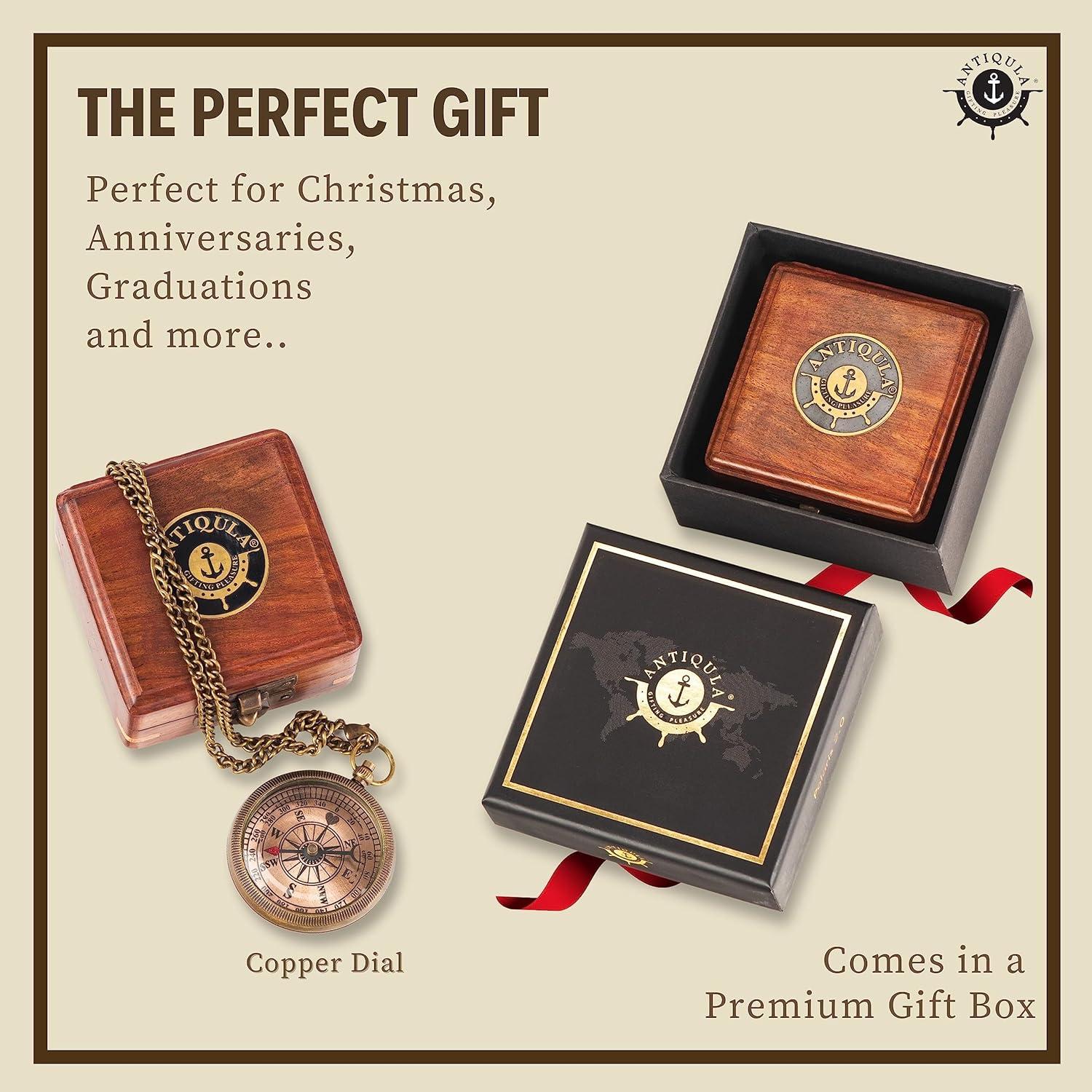 Brújula de Amor Antiqula en Caja de Madera - Regalo Especial