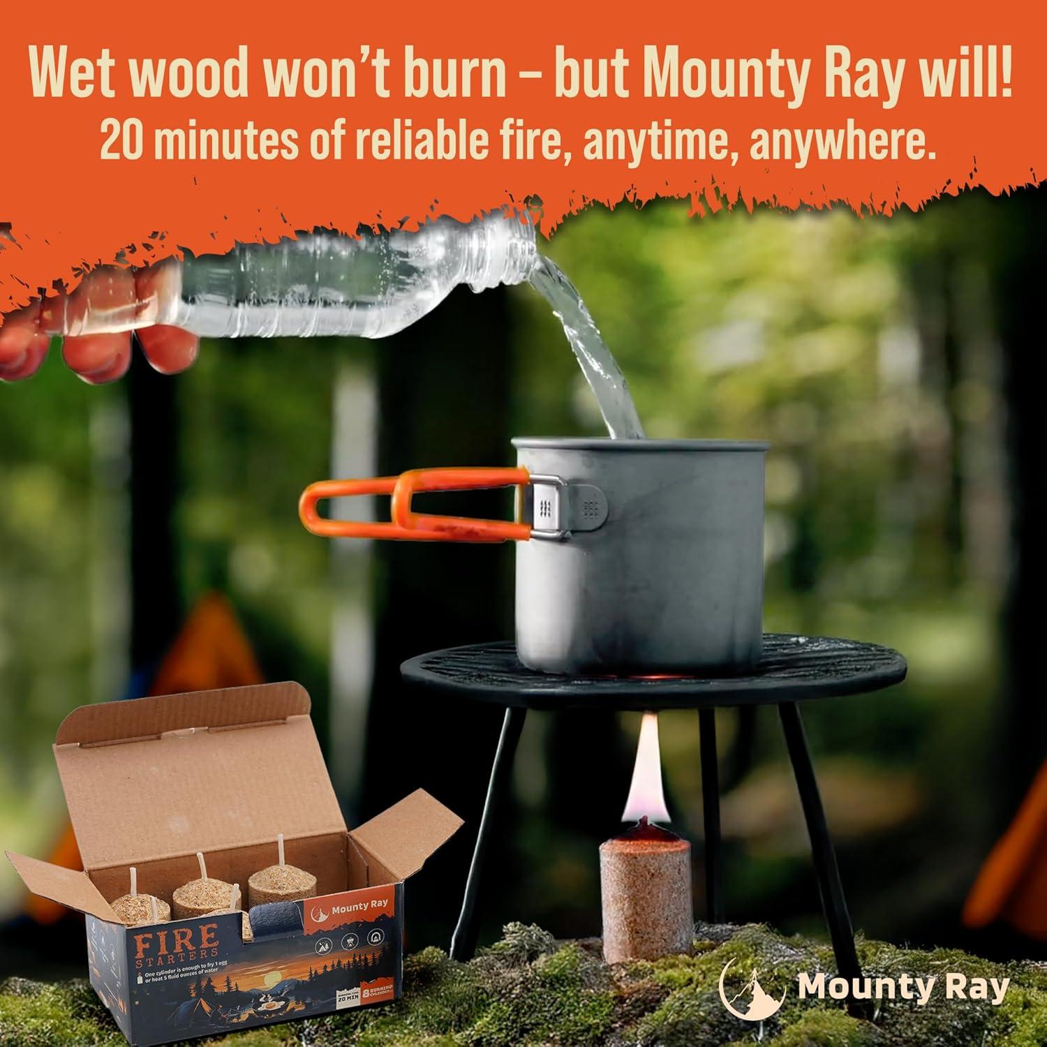 Iniciadores de fuego Mounty Ray - 8 pcs - 20 min de combustión