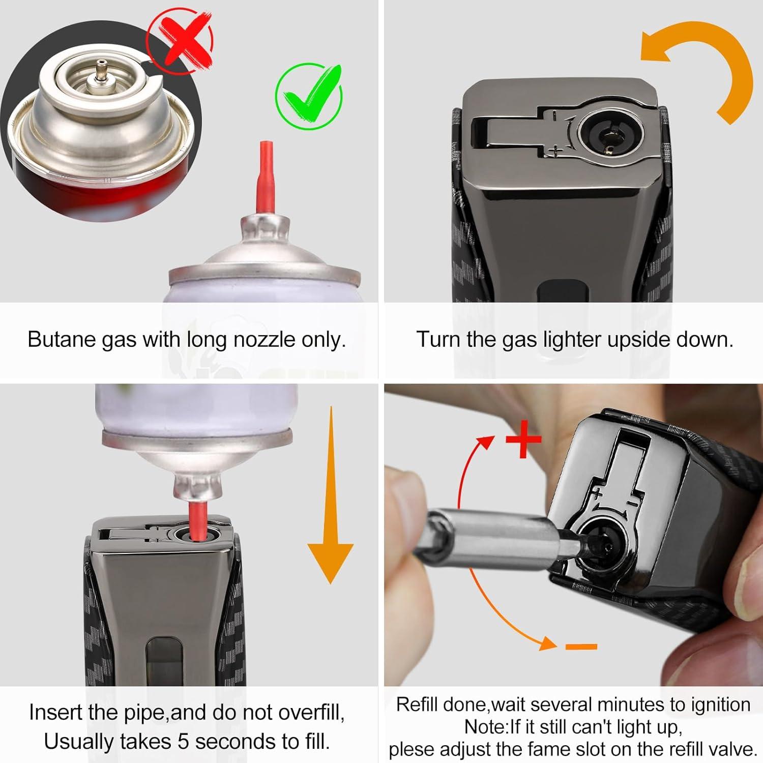 Encendedor de antorcha triple FLABOX negro recargable a prueba de viento